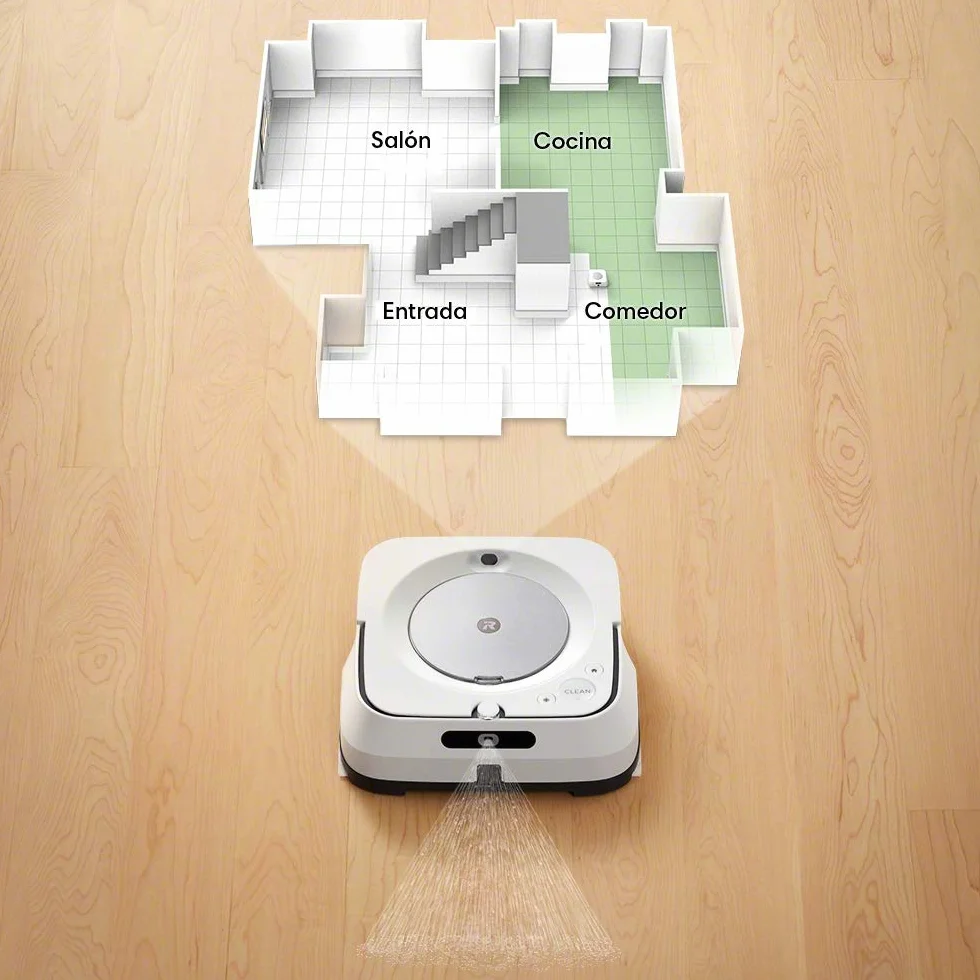 iRobot m613440 Robot fregasuelos con WiFi, Pulverizador a presión y navegación Superior, Blanco, Única