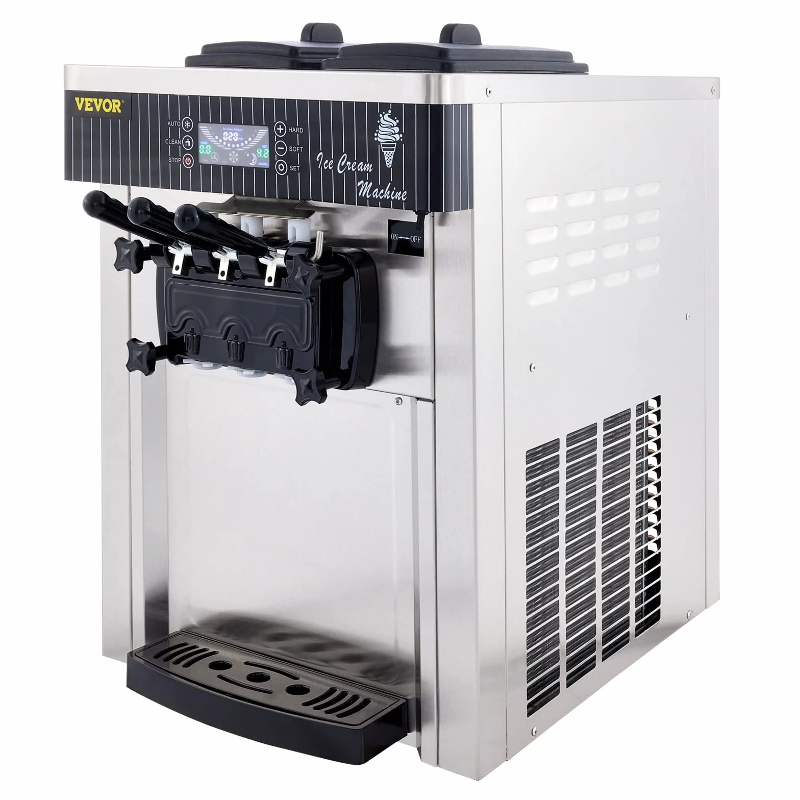 VEVOR Máquina de Helados Soft Heladera Maquina Helados Soft Comercial Maquina Helados Soft con 2 + 1 Sabores Vertical Ice Cream Maker 2200W Máquina de Helado de Servido Suave 6L*2