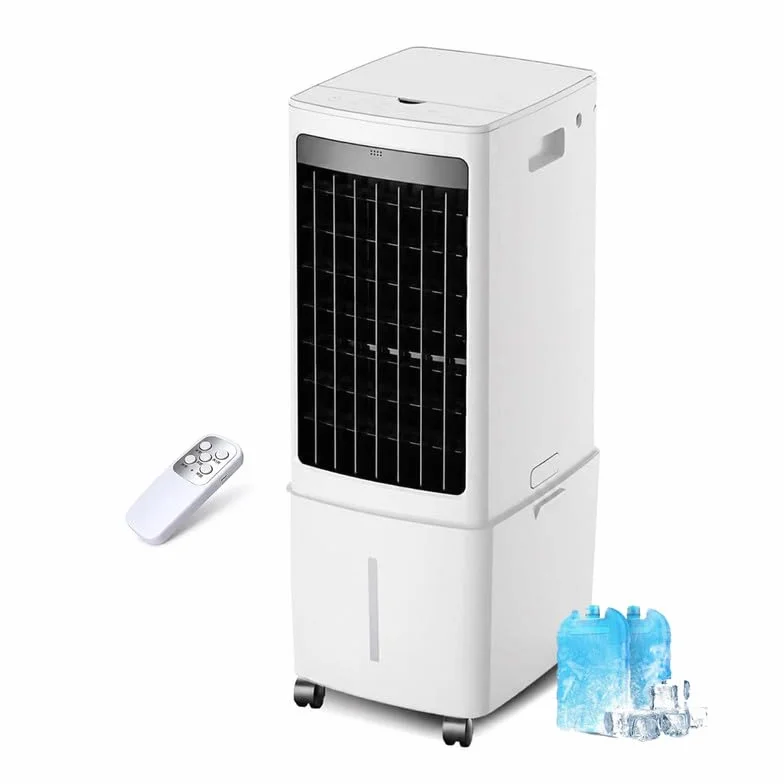 12L Enfriador De Aire PortáTil, 3 Velocidades, Aire Acondicionado PortáTil con Control Remoto, Temporizador De 7,5h, DepóSito De Agua ExtraíBle, Climatizador Evaporativo para Casa Oficina