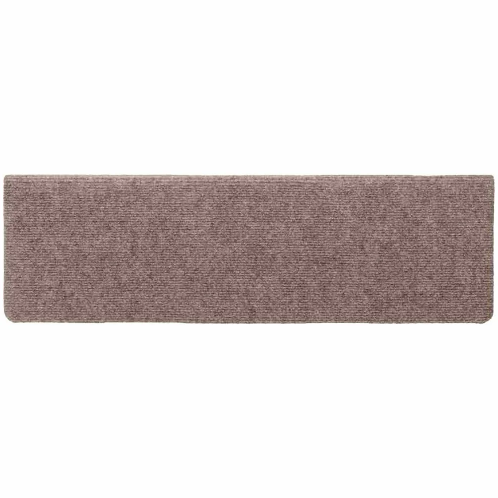 vidaXL Alfombrillas de Escalera 10 uds, Alfombra Antideslizante, Protector de Peldaño, Alfombrilla Adhesiva, Tela Punzonada Marrón 65x21x4 cm