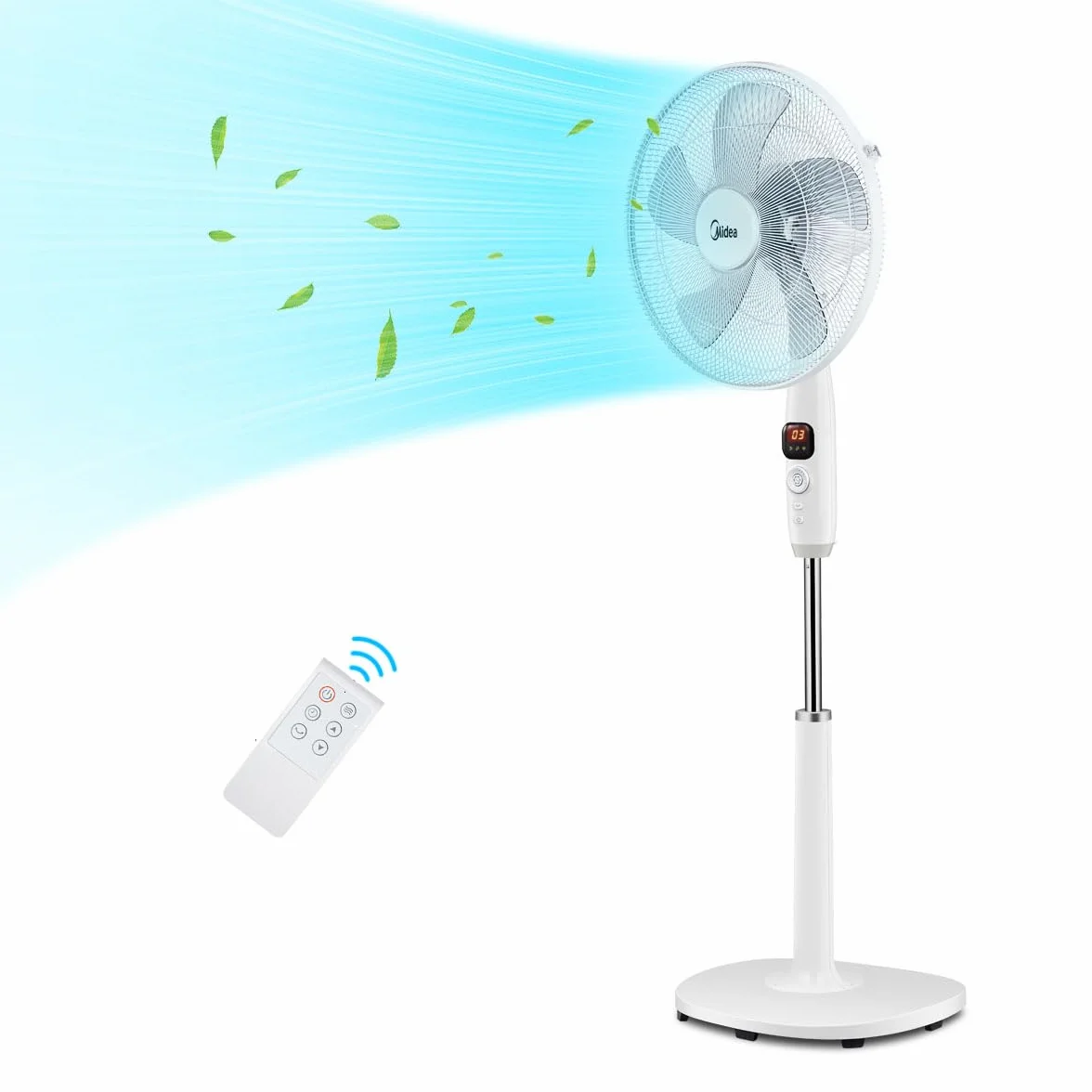 Midea FS40-16CR - Ventilador de pie con mando a distancia multifunción, extremadamente silencioso 27 dB