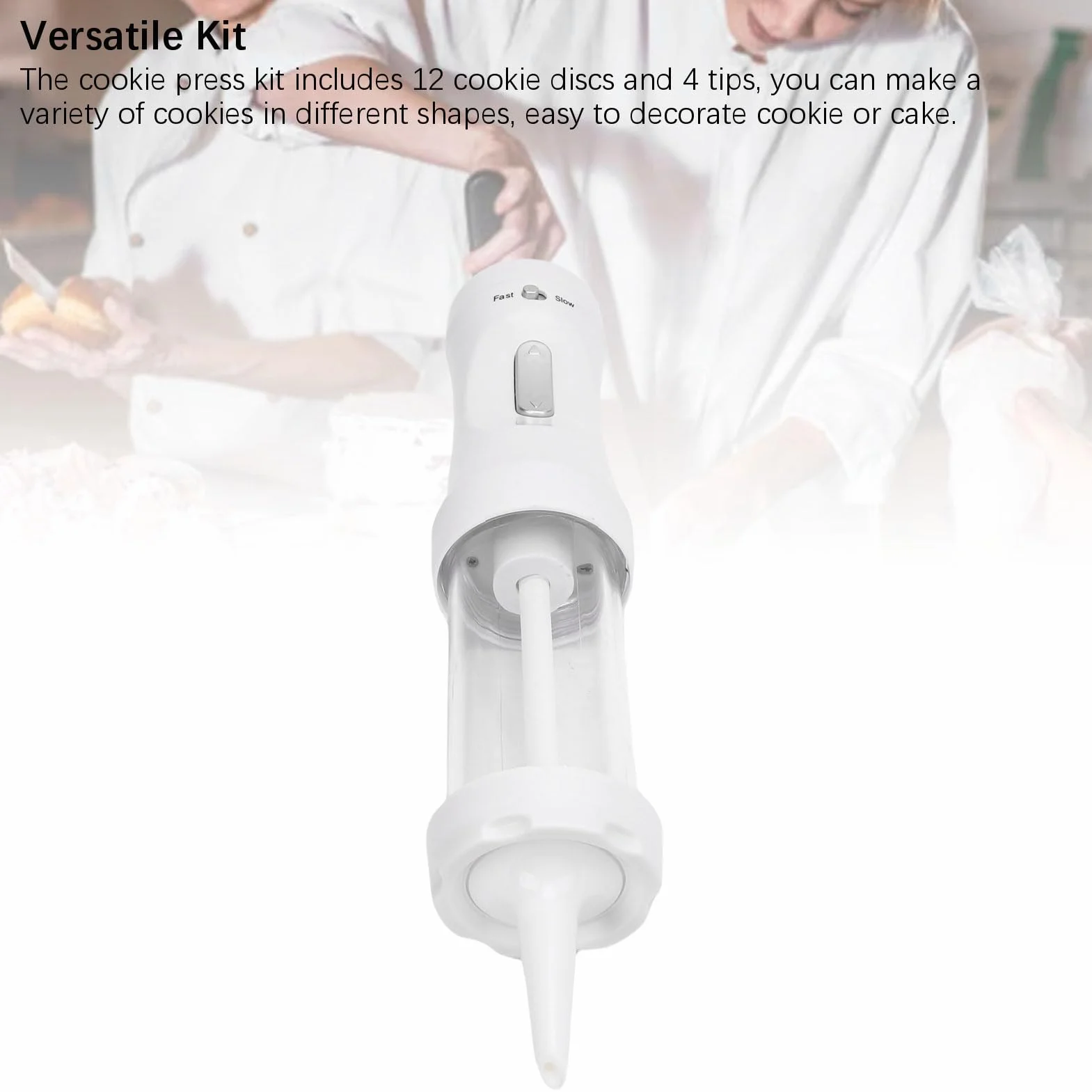 Kit eléctrico de prensa de galletas con 12 discos y 4 puntas para hornear en casa Material ABS resistente para hacer galletas para entusiastas de la repostería y principiantes en