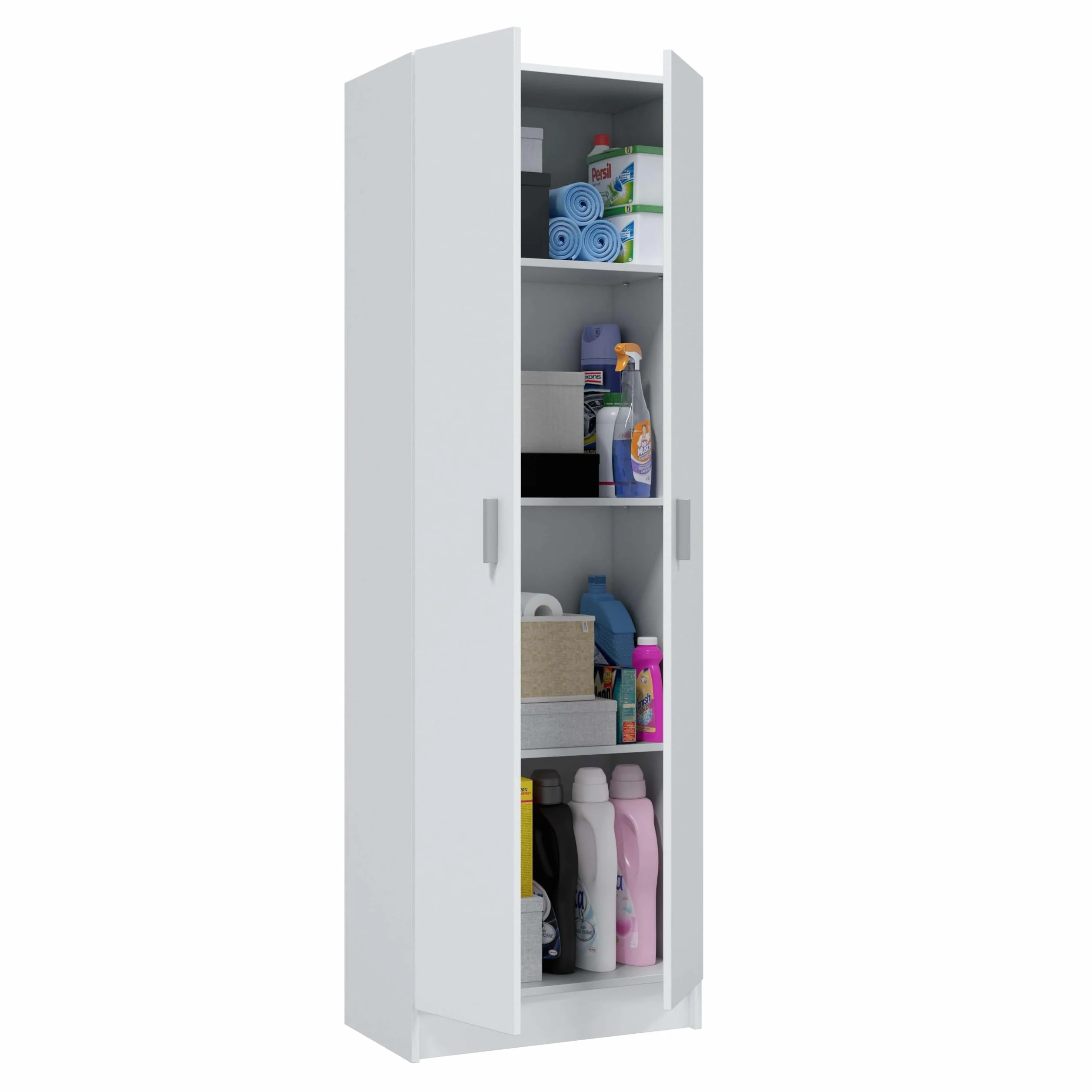 Habitdesign Armario Multiusos 2 Puertas 3 Estantes, 180x59x37 (AltoxAnchoxFondo - en cm), Armario Auxiliar en Color Blanco Mate