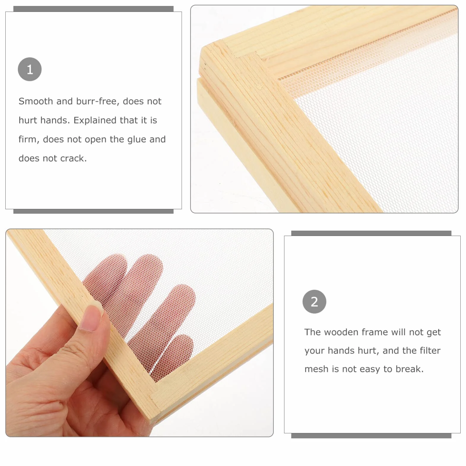 DEARMAMY Marco de Madera para Fabricación de Papel Reciclado 7.08x4.92 Pulgadas Kit de Manualidades con Malla Resistente