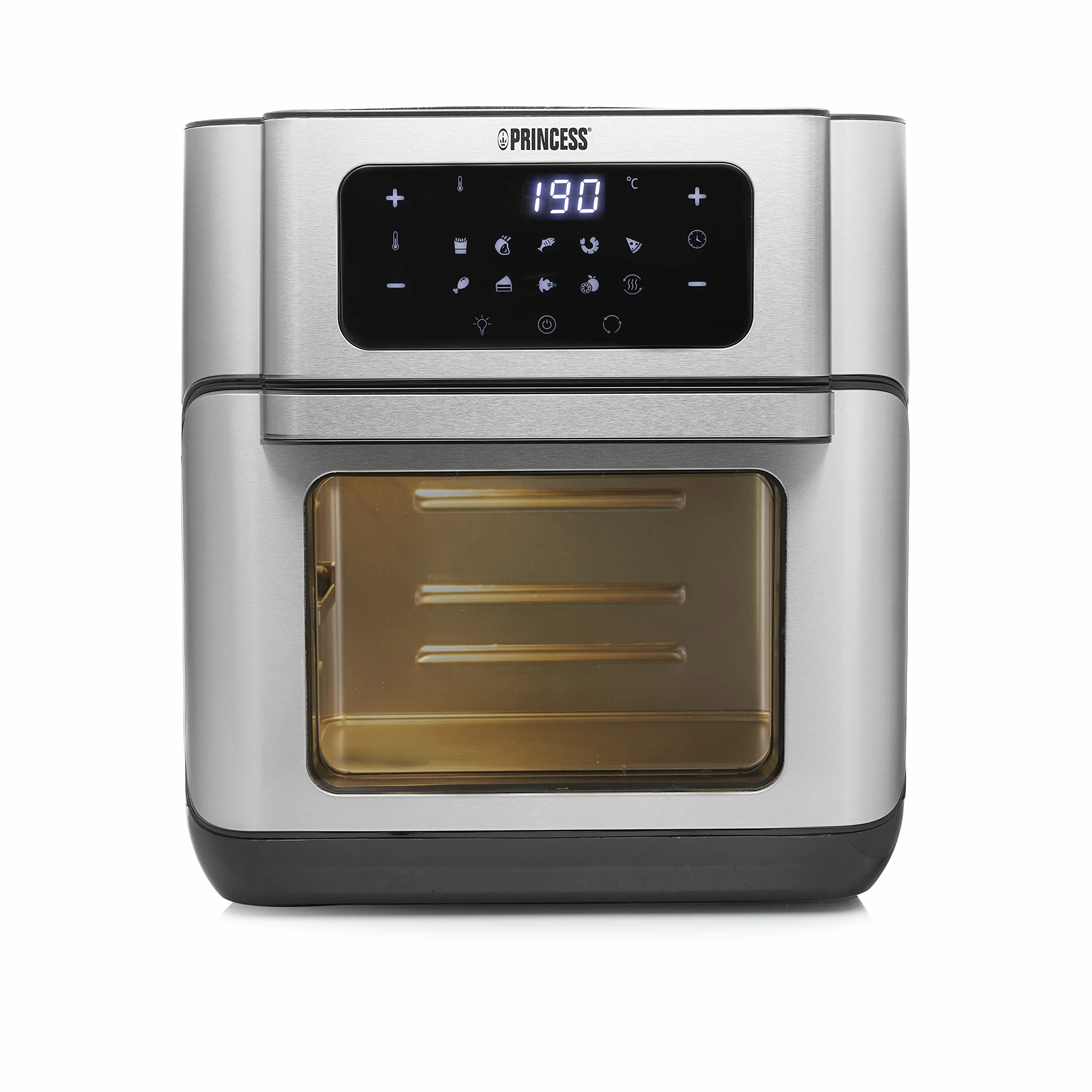 Princess Freidora sin Aceite Horno 10 L con Cesta Giratoria, Airfryer con Convección, 10 Programas, Pantalla Táctil Digital, Acero Inoxidable, Hasta 66,7% Ahorro Energético, 1500 W, 182065