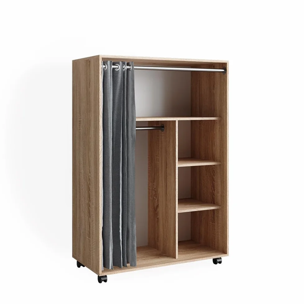 Vicco Armario de Ropa Doros, Sonoma, 100 x 146.6 cm Abierto, con Ruedas, para el Almacenamiento Flexible de Ropa y Accesorios