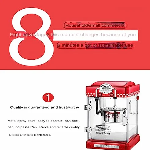 Máquina de palomitas de maíz para uso doméstico y comercial, ideal para fiestas y noches de cine
