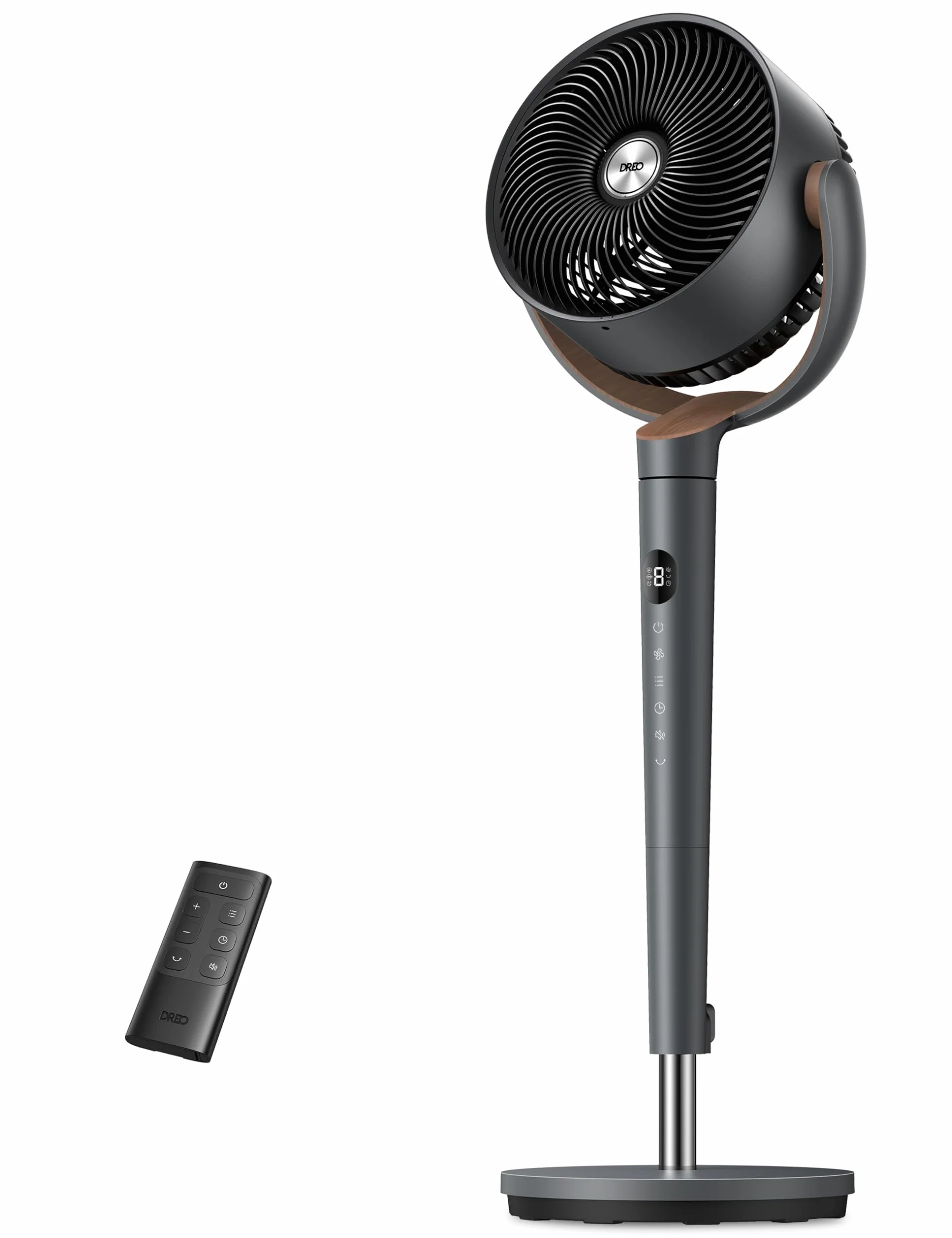 Dreo ventilador de pie muy silencioso con control remoto, ventilador grande 20 dB con motor CC, oscilación 120°, 3 modos, altura ajustable 94–107 cm, ventilador de suelo TurboPoly™ 512