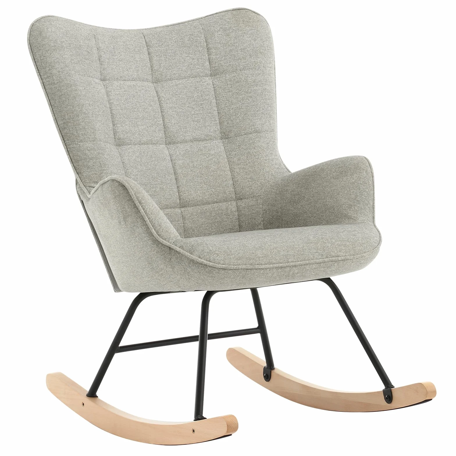 WOLTU Silla Mecedora, Sillon Relax, Sillon Balancin, Mecedora Comoda para Adulto, Mecedora Relajante para Dormitorio y Salon, Estructura de Metal, Gris, 69x90x95 cm, SKS30gr