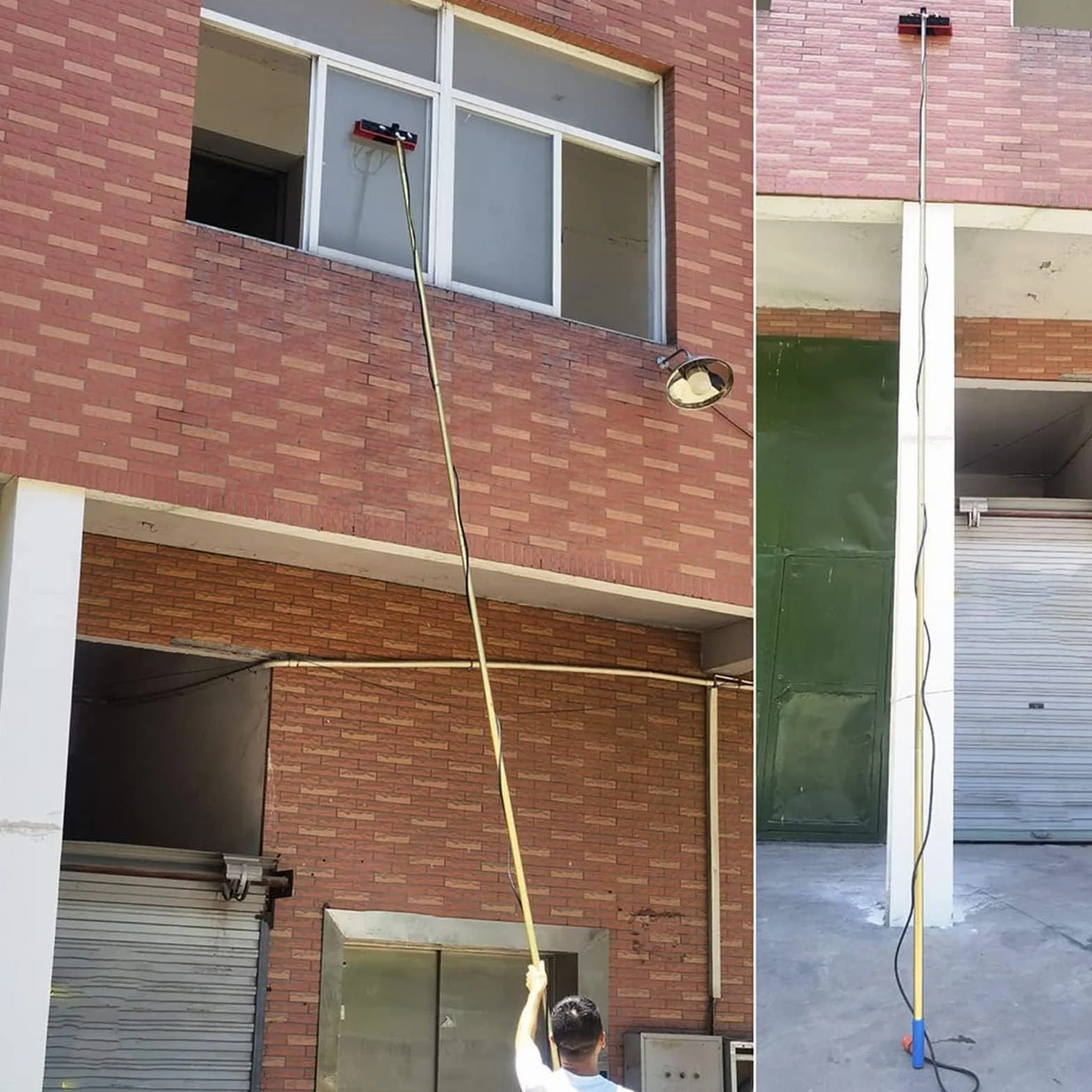 Kit de Limpieza de Ventanas: pértiga con Suministro de Agua y Cabezal de Cepillo para Limpiar techos, Paneles solares y Ventanas Altas. Alcance Extensible para un fácil a