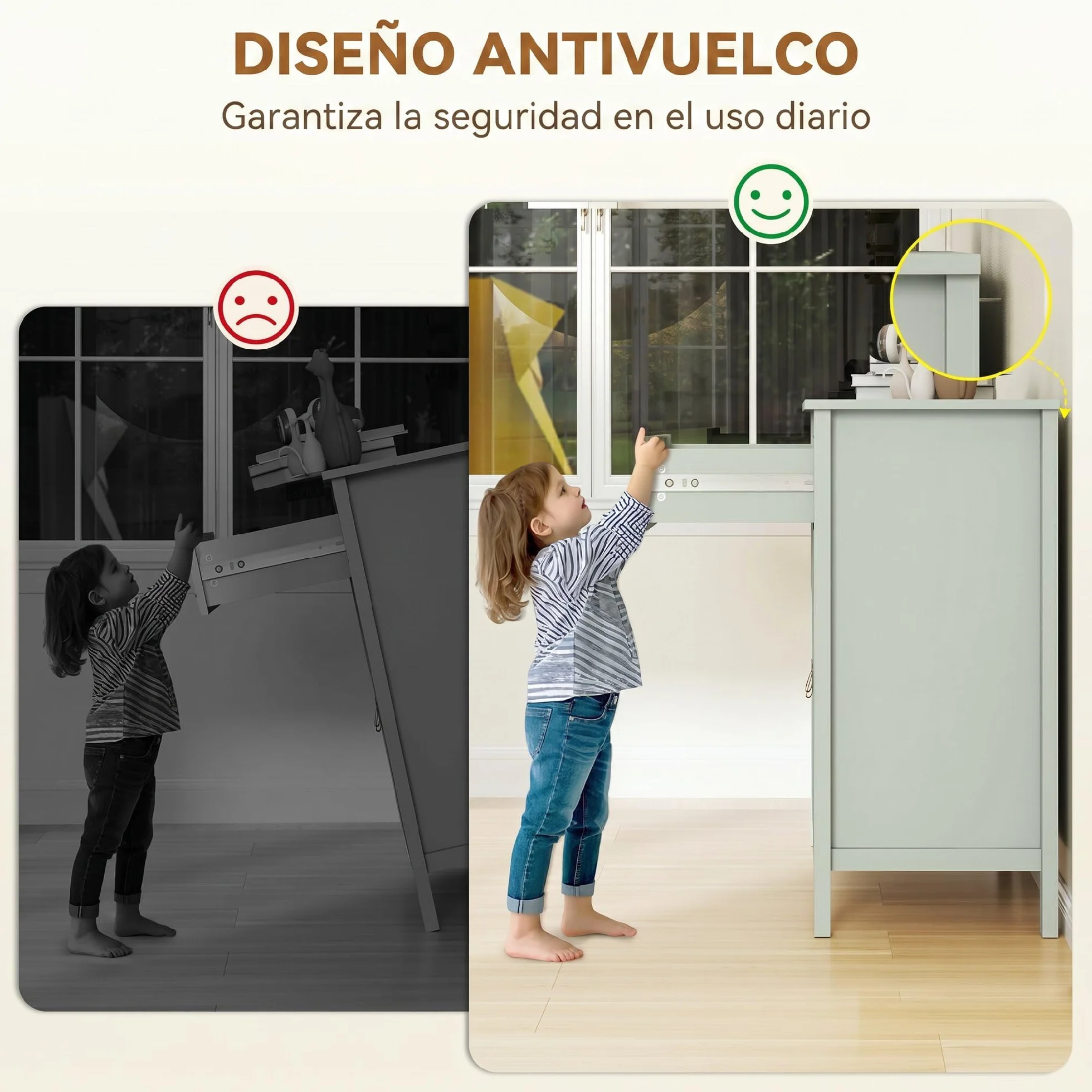HOMCOM Aparador de 2 Puertas Moderno con Cajón Estante Ajustable 80x40x90 cm Verde Claro
