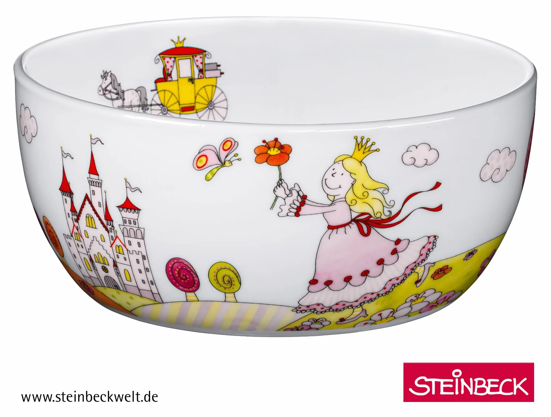 WMF Juego de vajilla infantil Princess Anneli de 6 piezas con grabado – con nombre – Plato de porcelana y cuenco de cereales con cubiertos para niños – Vajilla infantil para comida independiente a