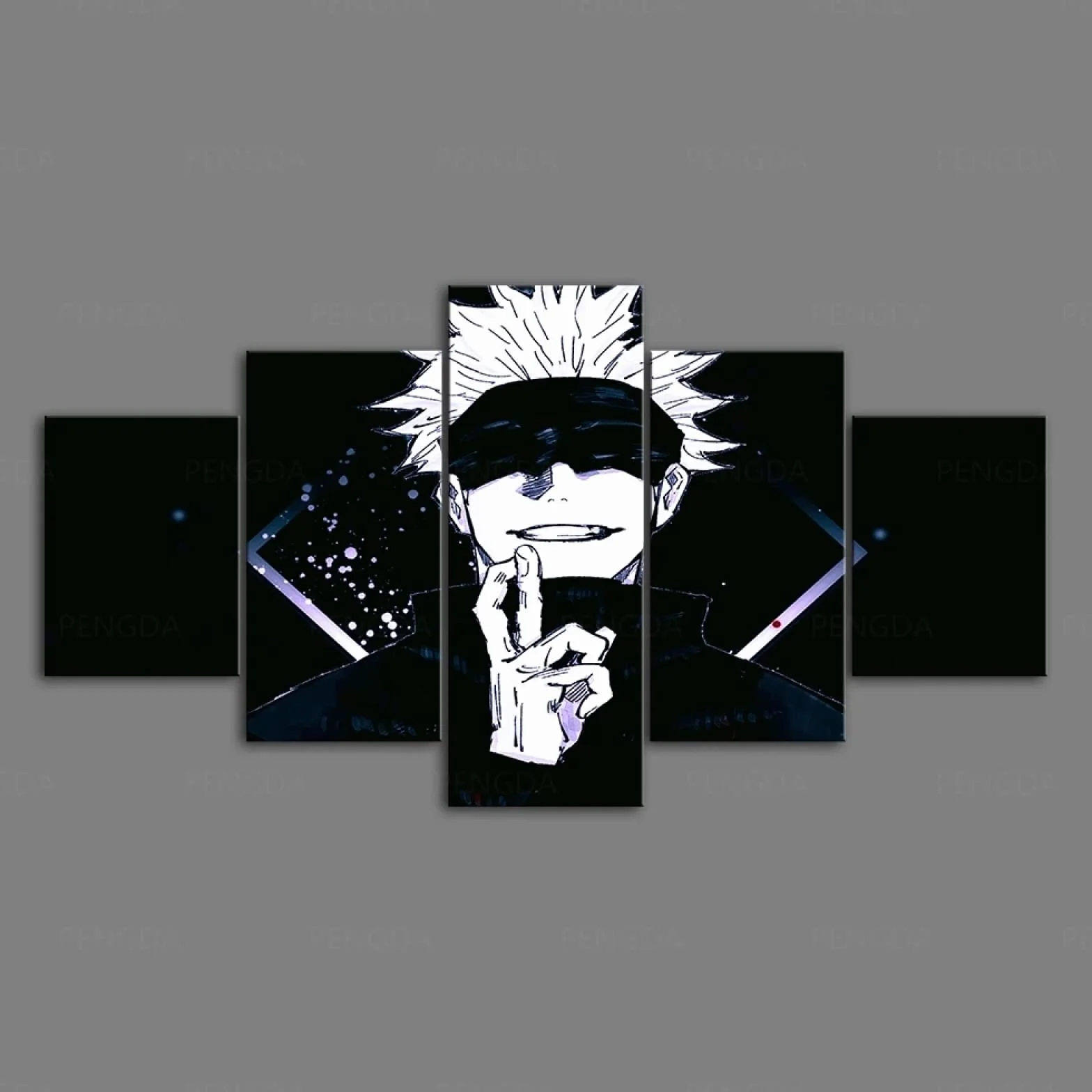 MPPSU Jujutsu Kaisen Anime Póster 5 Paneles Impresión HD Cuadros Decoracion Dormitorios Salon Modernos 100Cm×50Cm Con Marco