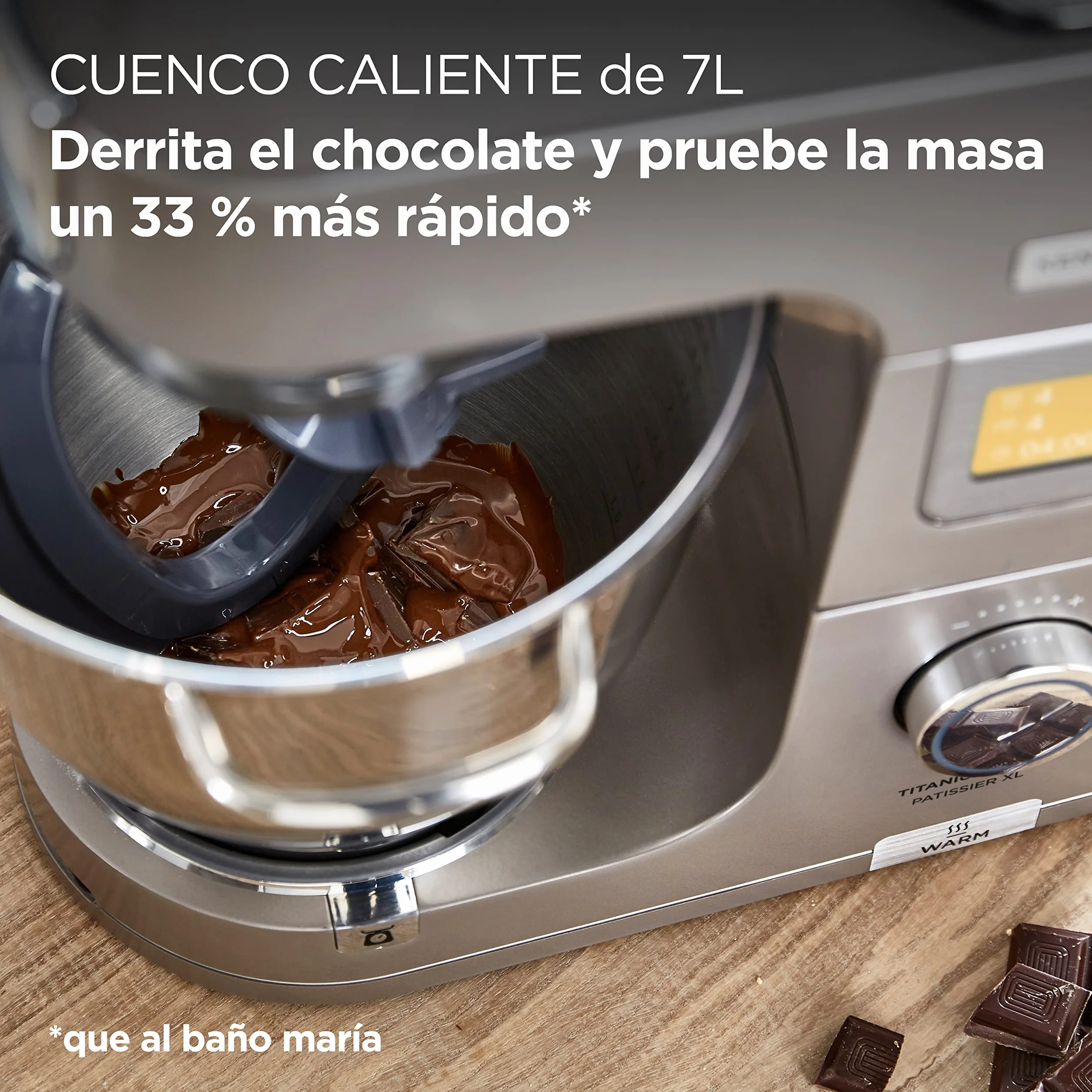 Kenwood Titanium Chef Pattissier - Robot de Cocina (1400 de potencia, bol de 7 litros y batidora de vaso de cristal incluidos, 4 herramientas, pantalla tactil), Color Plata