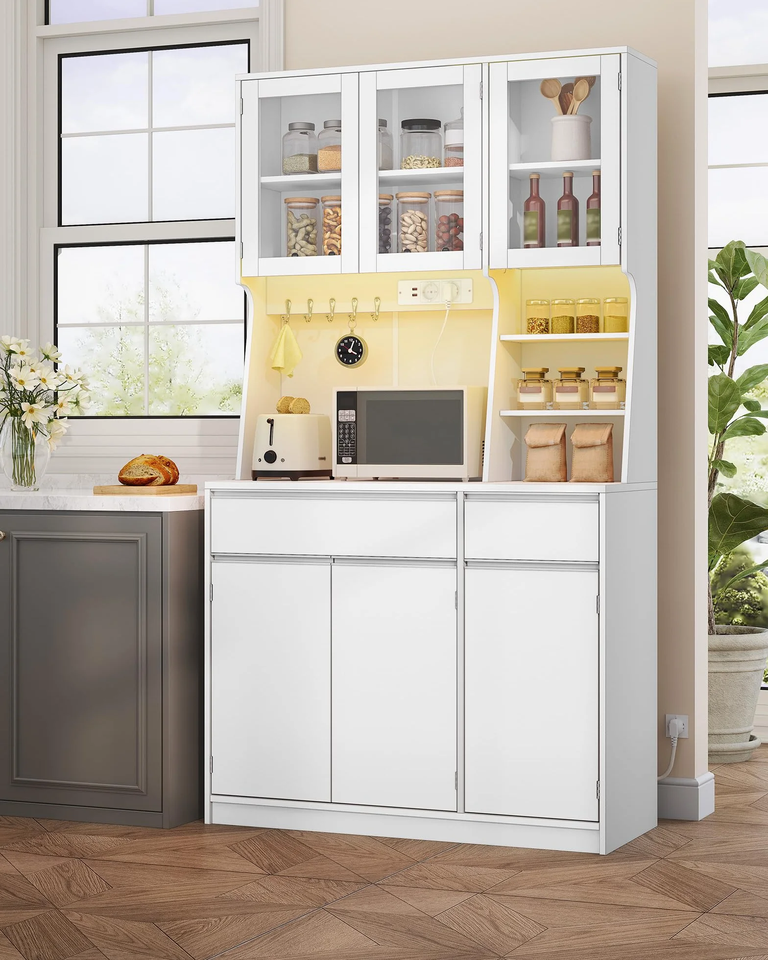 Alacena de Cocina con Luces LED 40x100x180cm Blanco