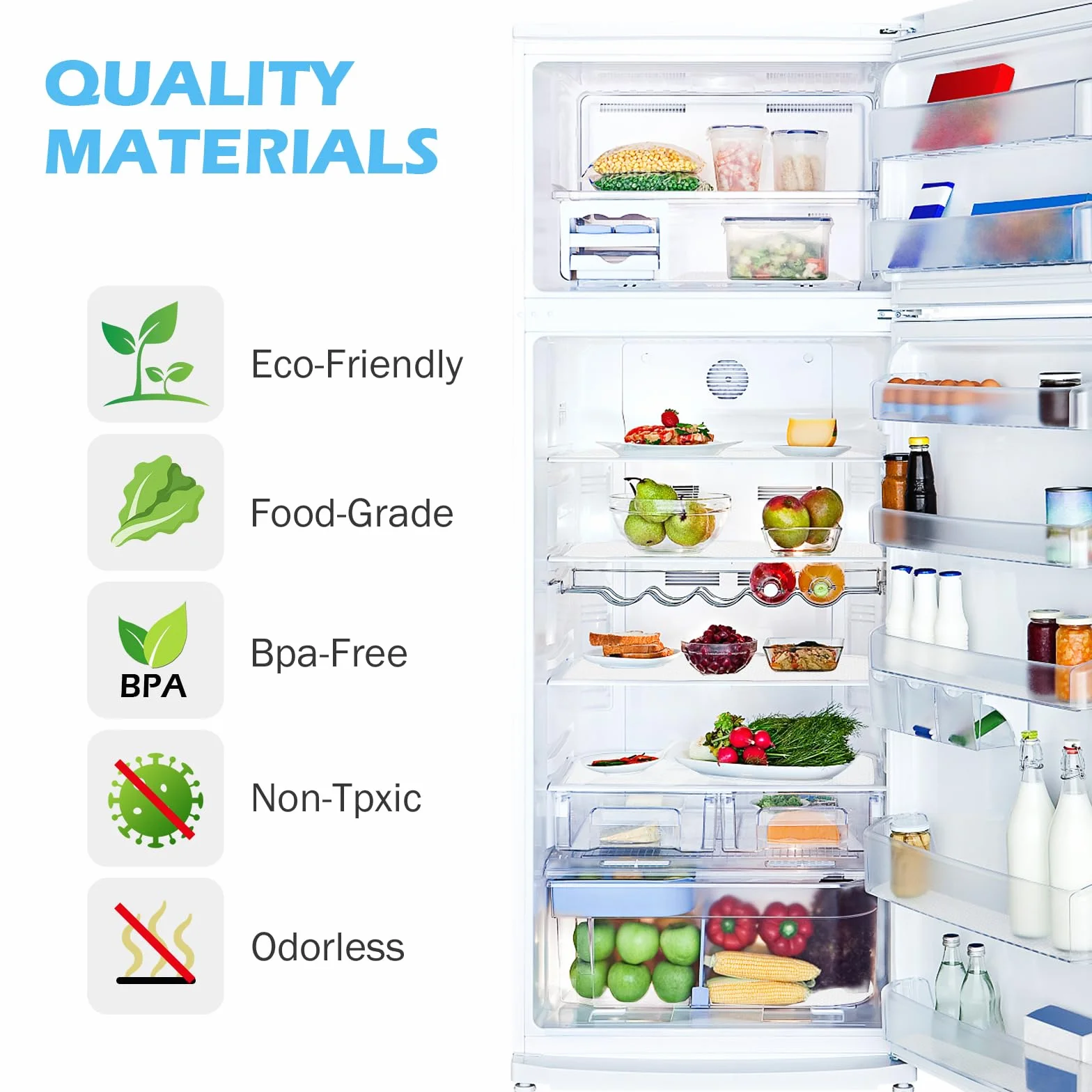 Protector Cajones Cocina EVA Plastico Antideslizante Forro de Cajón Estera Refrigerador Estantes Gabinete Reutilizable Impermeable 30cm x 305cm Blanco