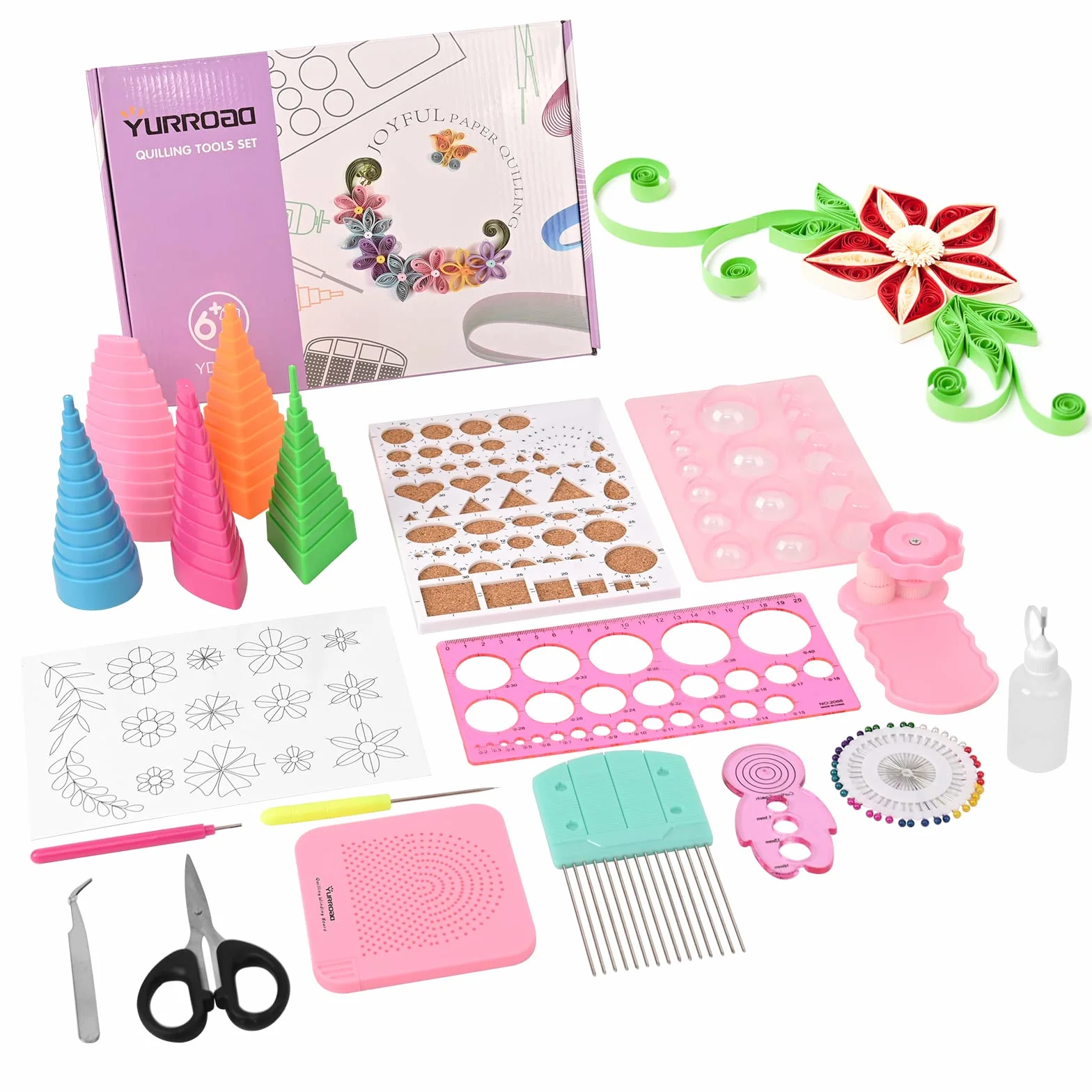 19pcs Herramientas Quilling Kit para Papel Filigrana Quilling Pluma Quilling Tablero Quilling Border Buddy Quilling Plantillas Quilling Crimper Quilling Peine Quilling Pen