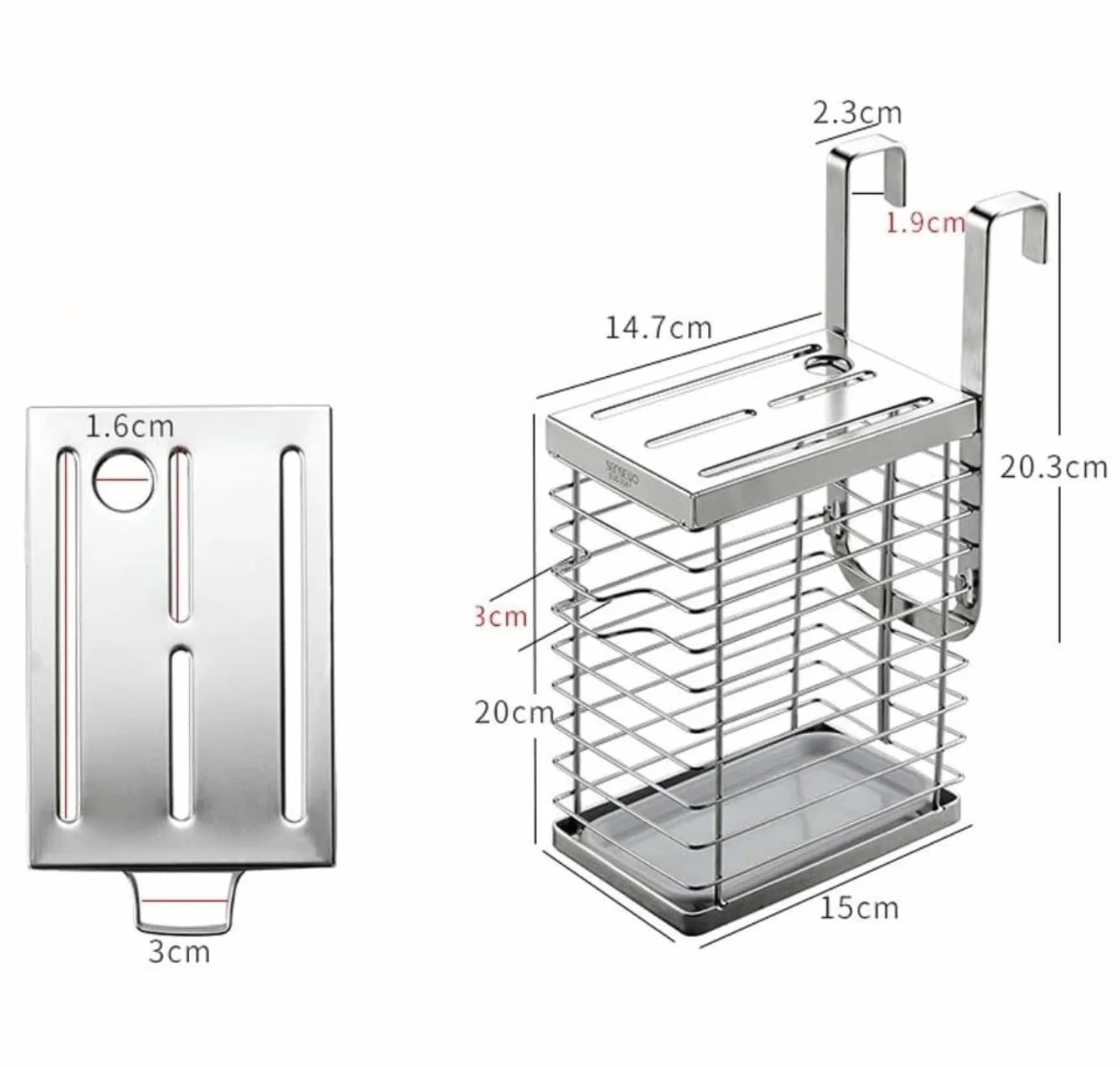 Bloque Cuchillos Cocina Soporte para Cuchillos De Ventilación Hueca, Mesa para Colgar En La Pared, Bloque De Cuchillos De Acero Inoxidable, Cocina