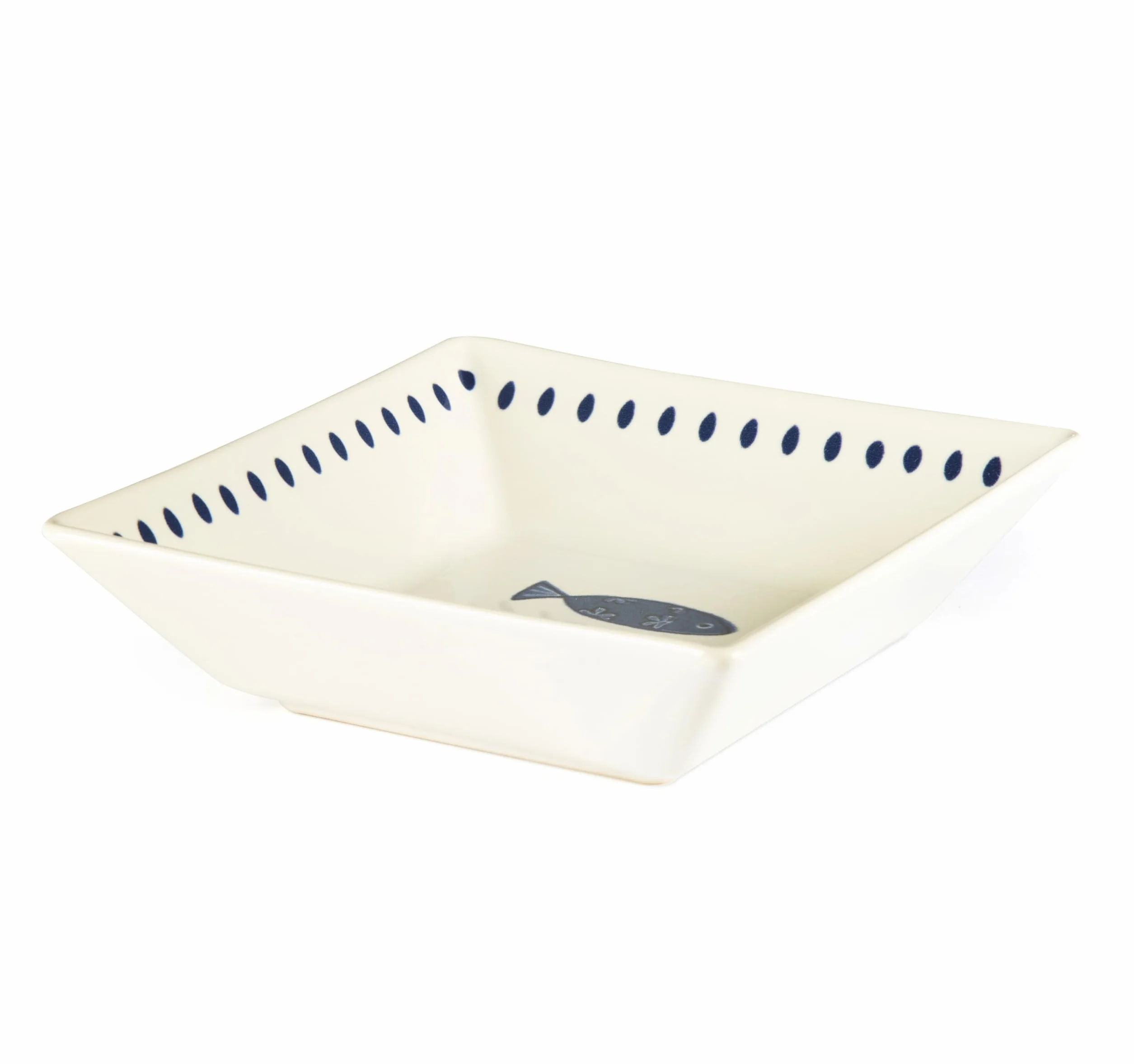Excelsa Ocean - Juego de 6 platos hondos de cerámica, 17 x 17 cm, decoración de peces azules