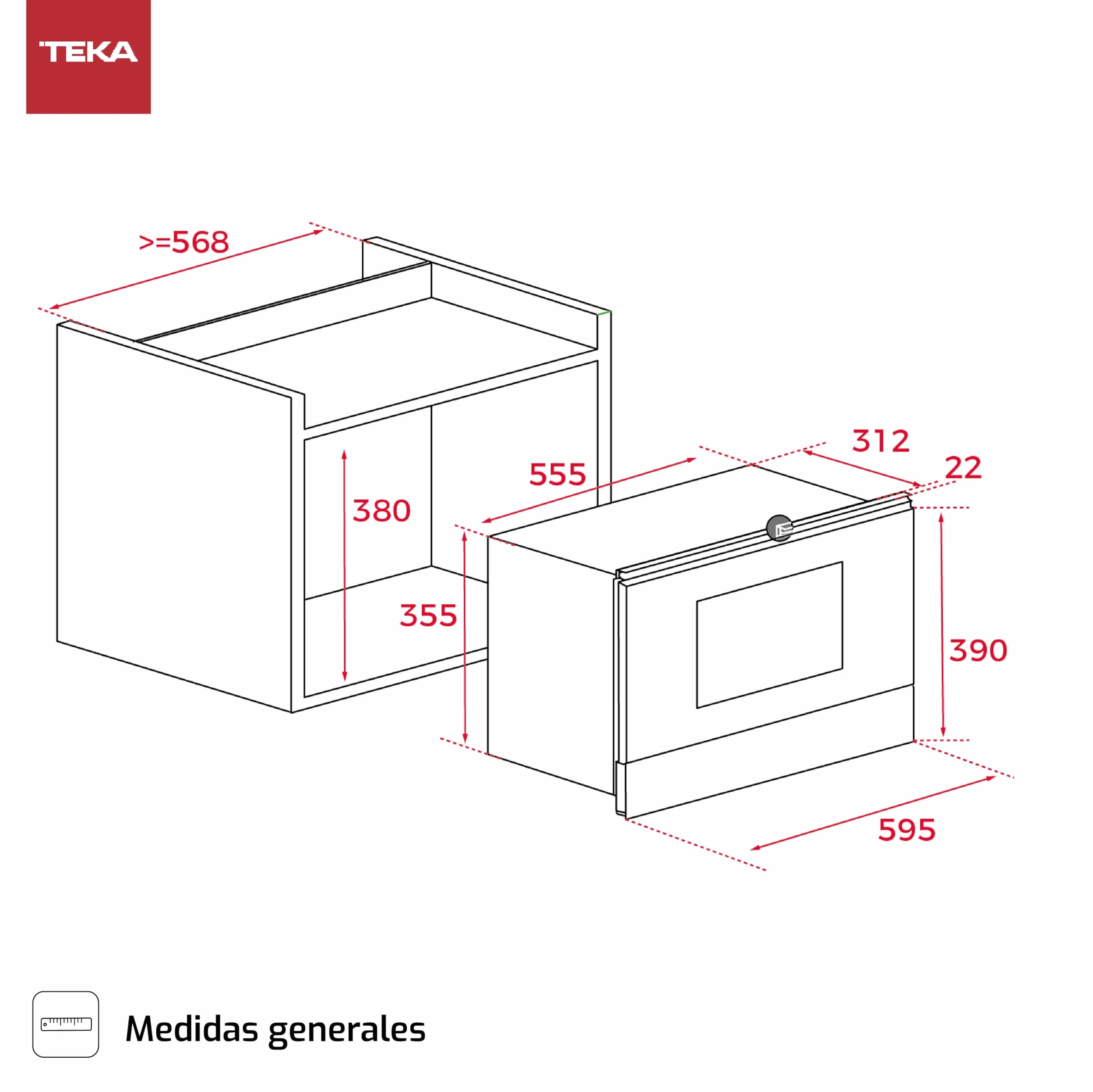 Teka ML 8220 BIS L Microondas de Integración Grill Urban Colors Edition Base Cerámica 5 Niveles Potencia 9 Menús Acceso Directo Cristal Negro