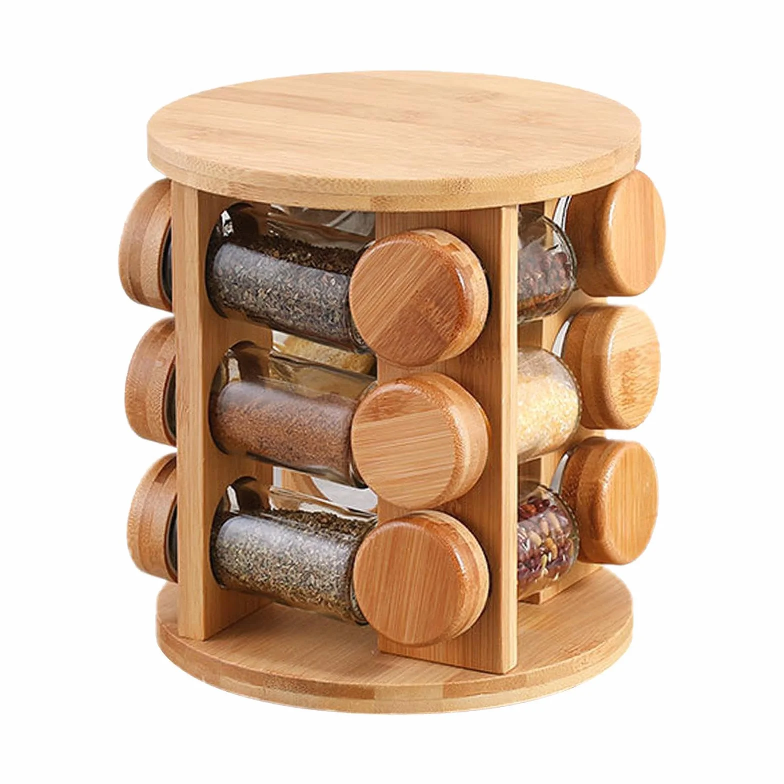 Especiero giratorio – Especiero de madera para cocina – Estante contenedor | sal, para tarros de azúcar, coleccionistas, cocineros, principiantes, padres comprometidos, cocina, comedor,