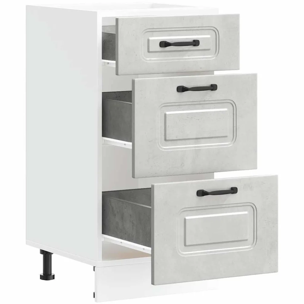 vidaXL Mueble bajo de Cocina Kalmar Madera de ingeniería Gris hormigón, Mueble bajo de Fregadero, Mueble bajo de Cocina con cajón, Mueble bajo de Fregadero