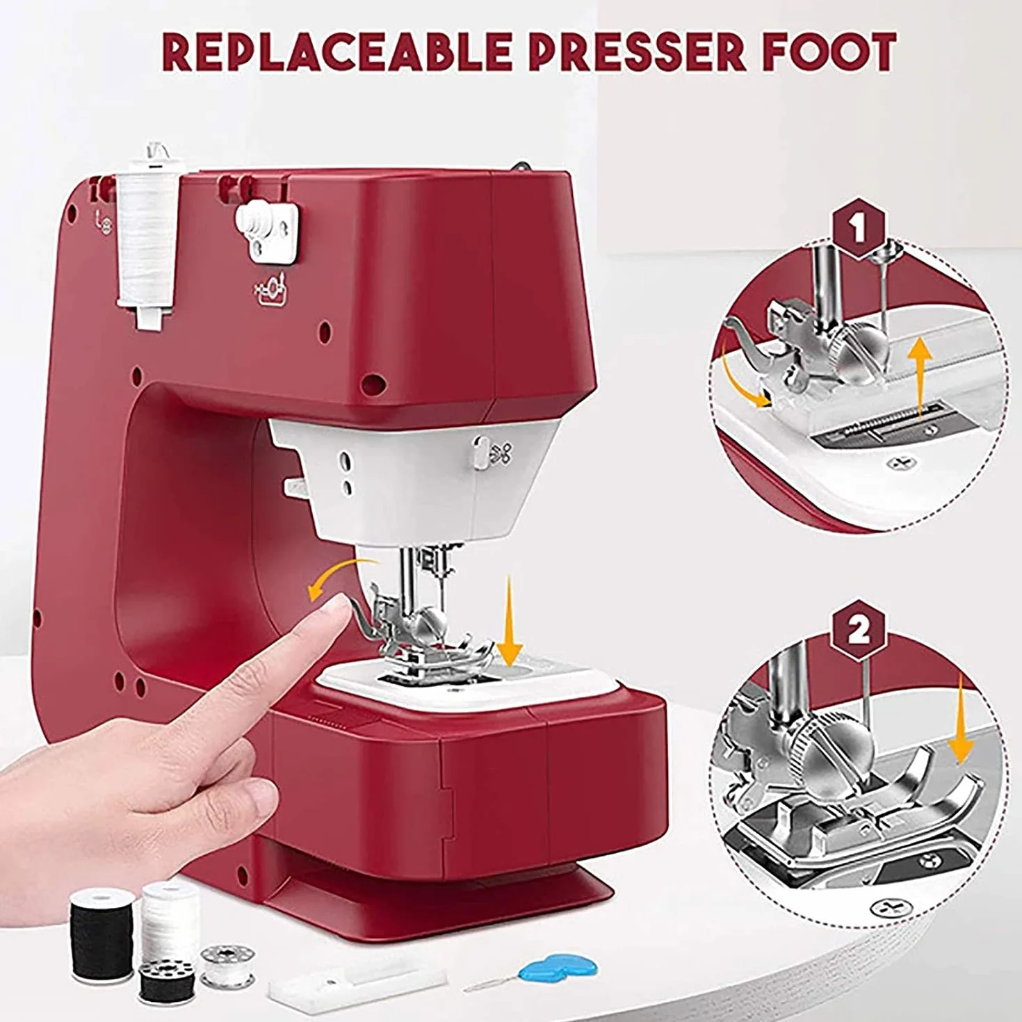 Mini máquina de coser, máquina de coser eléctrica con 12 patrones de puntada, uso doméstico, fácil de operar, ideal para principiantes y proyectos de manualidades, diseño portátil