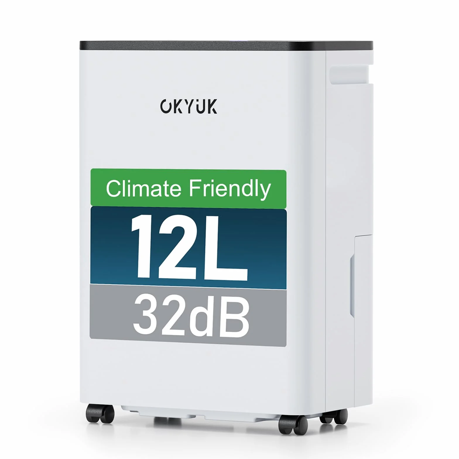 OKYUK Deshumidificador de 12 litros/día, adecuado para habitaciones de aprox. 90 metros cúbicos (30 metros cuadrados),Deshumificadores de humedad, descongelación automática, 32 dB, refrigerante R290