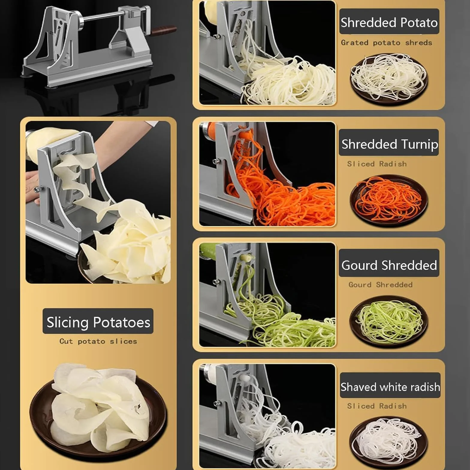Rallador giratorio manual con 3 cuchillas para triturar verduras finas, para ensalada, queso, preparación de cocina, herramienta de cocina