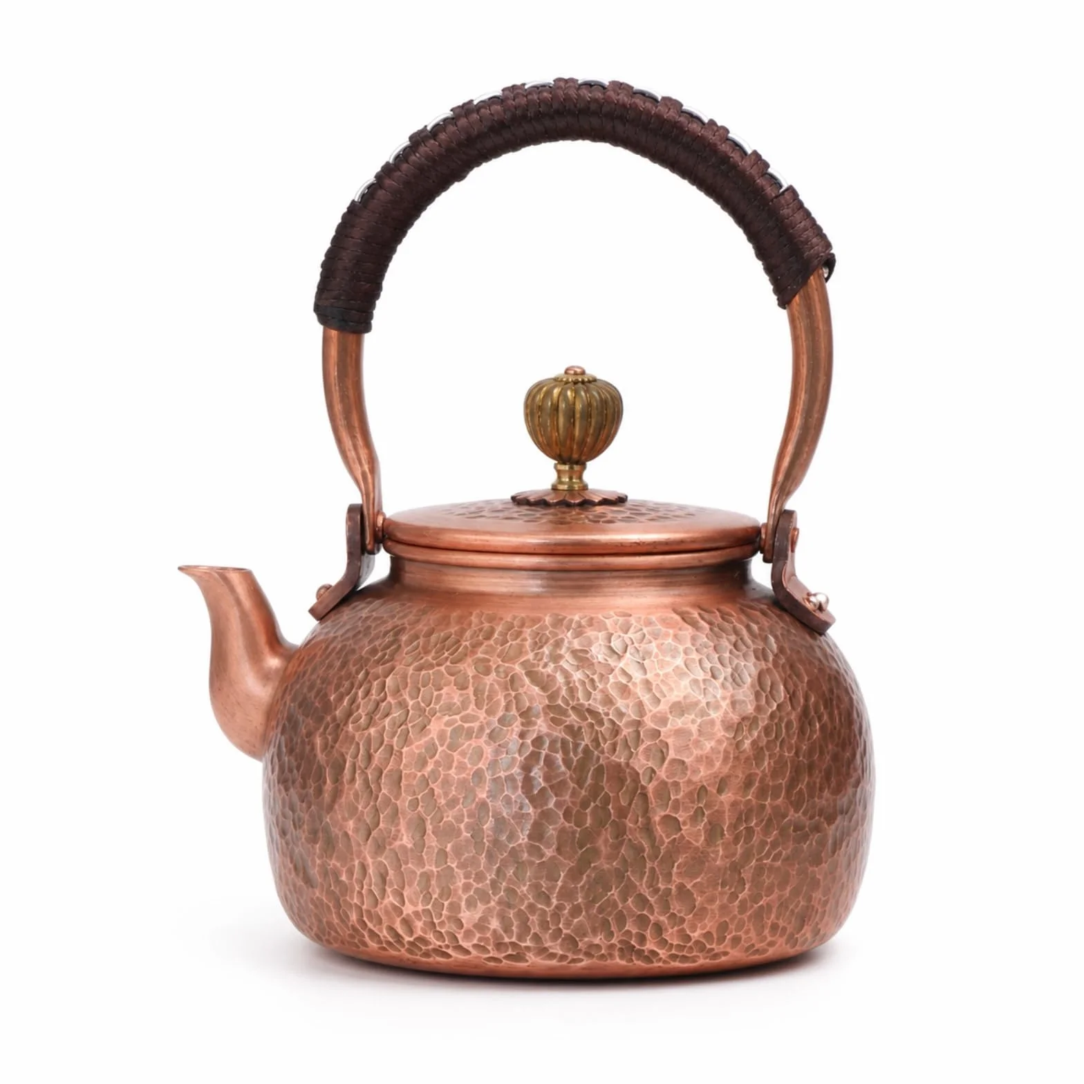 Tetera con Asa Tetera Cobre Tradicional Hervidor para Aficionados l Té Té, Coleccionis, Cocina, 600ml, Martillado