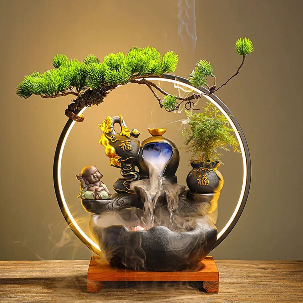 Fuentes De Sobremesa Fuente De Sobremesa Fuente De Agua De Cerámica Adorno para Sala De Estar Mesa De Té Decoración De Oficina Adorno para Entrada De Casa Fue,A