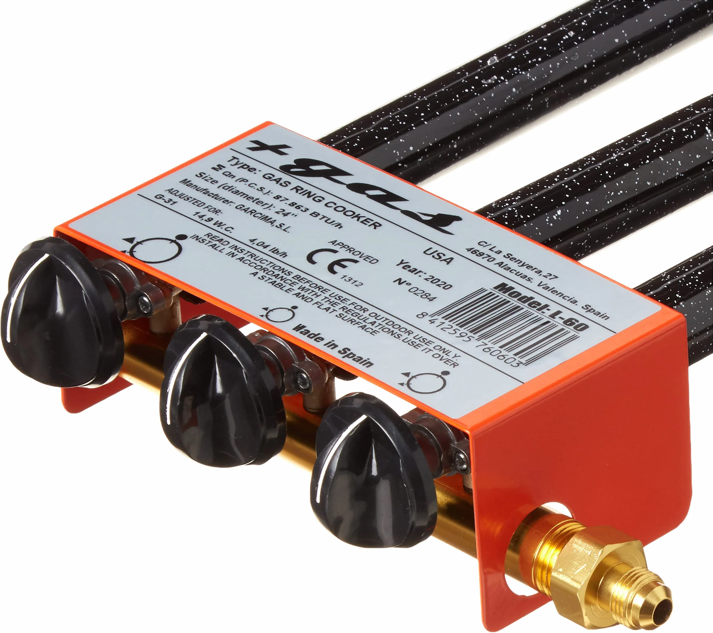 Garcima 76060 - Hornillo paellero, Gas plano l-60, 3 fuegos, Negro, 61 x 88,5 x 14 cm