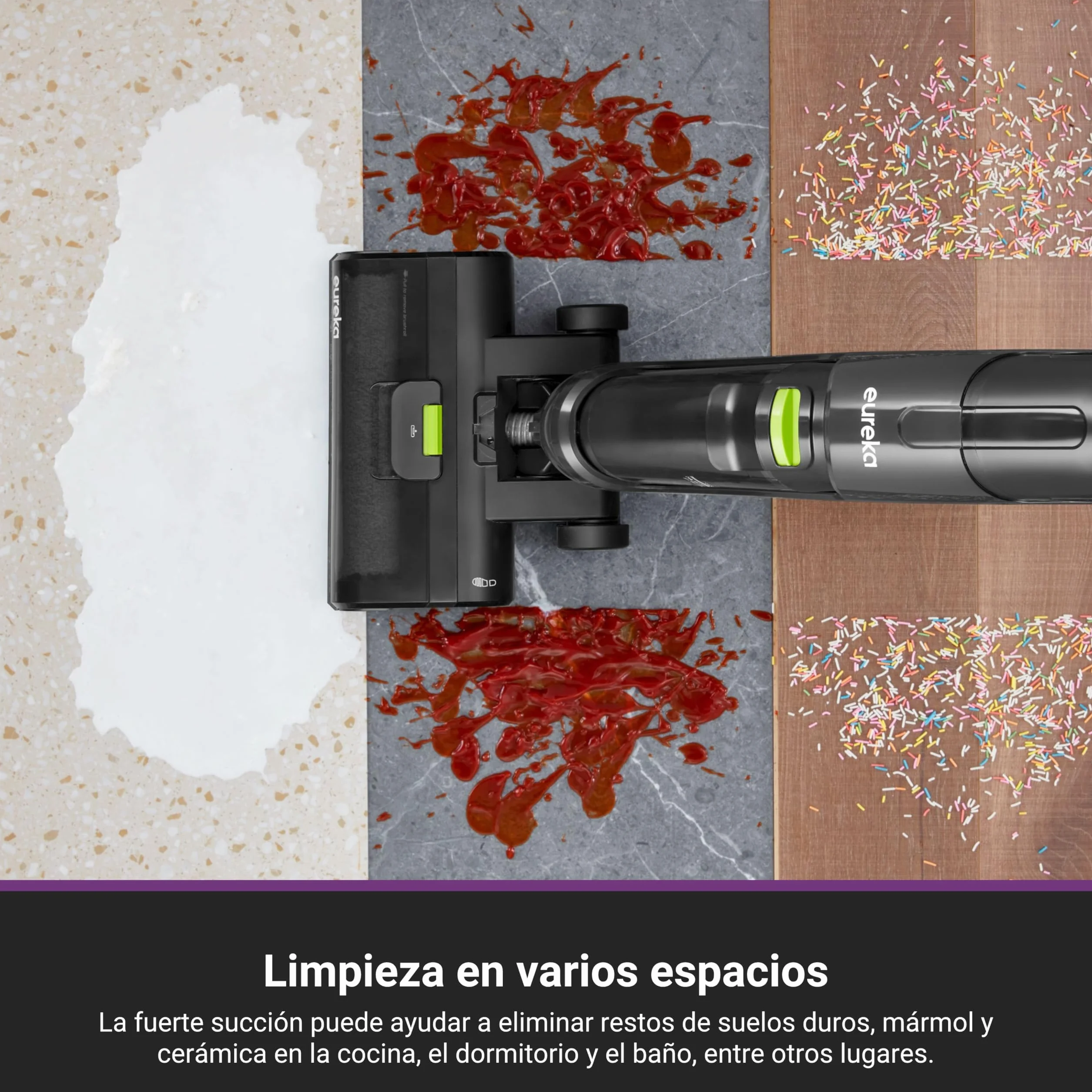Eureka NEW400 Aspirador Escoba sin Cable en Seco y Húmedo Inalámbrico,Ligero, Aspiradora y Fregona sin Cable Inteligente, Autolimpieza,Autonomía 30 mins,Tanque Doble,Suelos Duros, Pelo de Mascotas