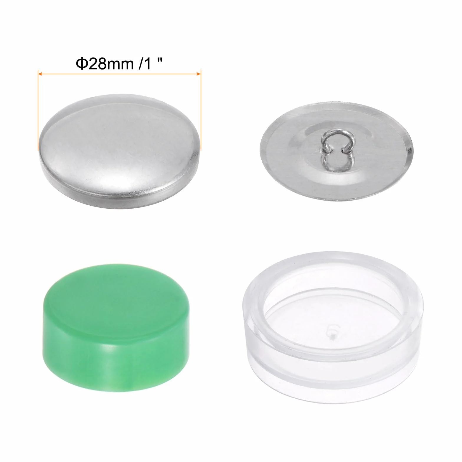 HARFINGTON Kit de 10 botones de cubierta automática de 44 L, 28 mm con parte trasera de alambre, botones de aluminio para cubrir botones de tela, kit de botones cubiertos con herramientas para