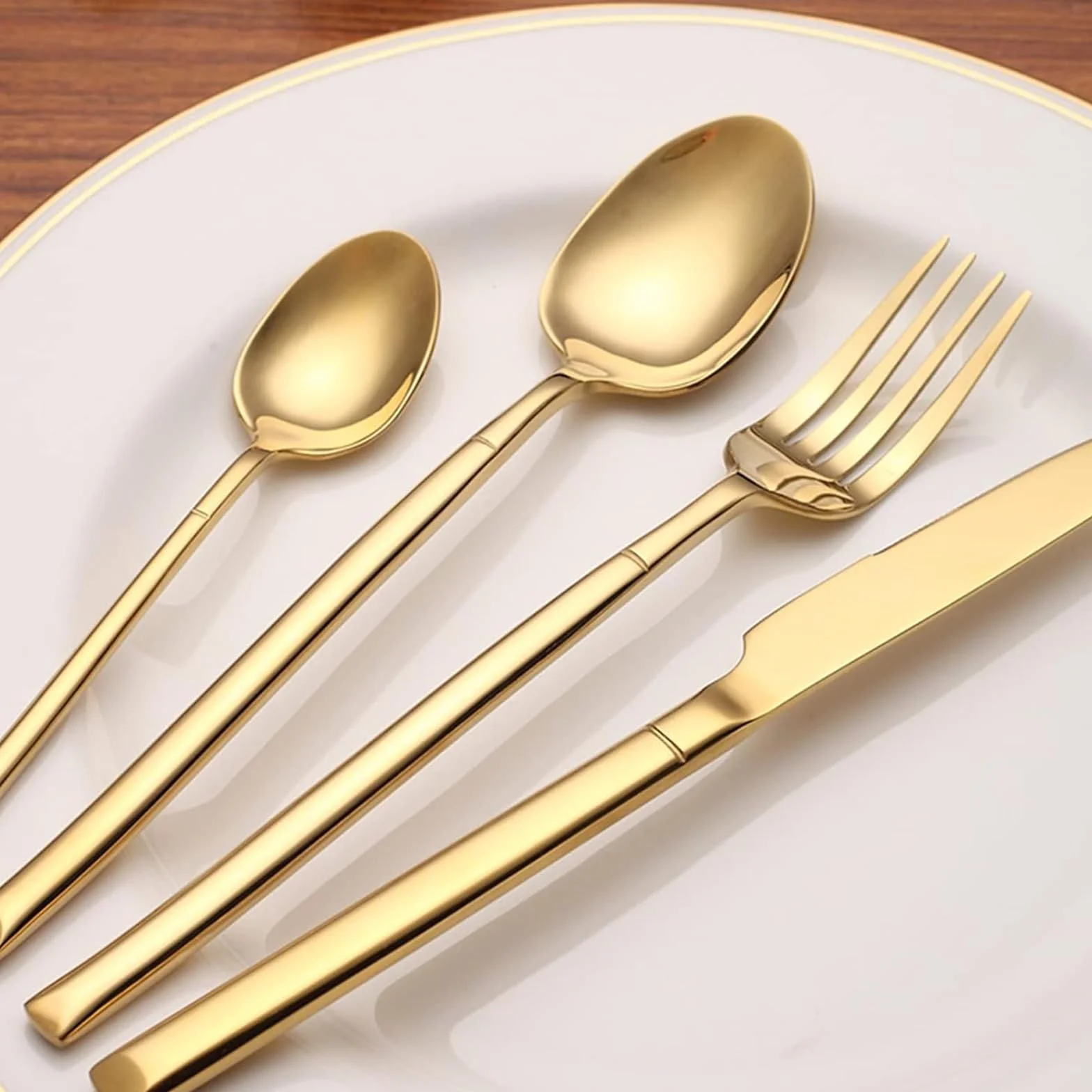 Juego de cubiertos de acero inoxidable, elegante cubertería para comedor, incluye 24 piezas, perfecto para el hogar y fiestas