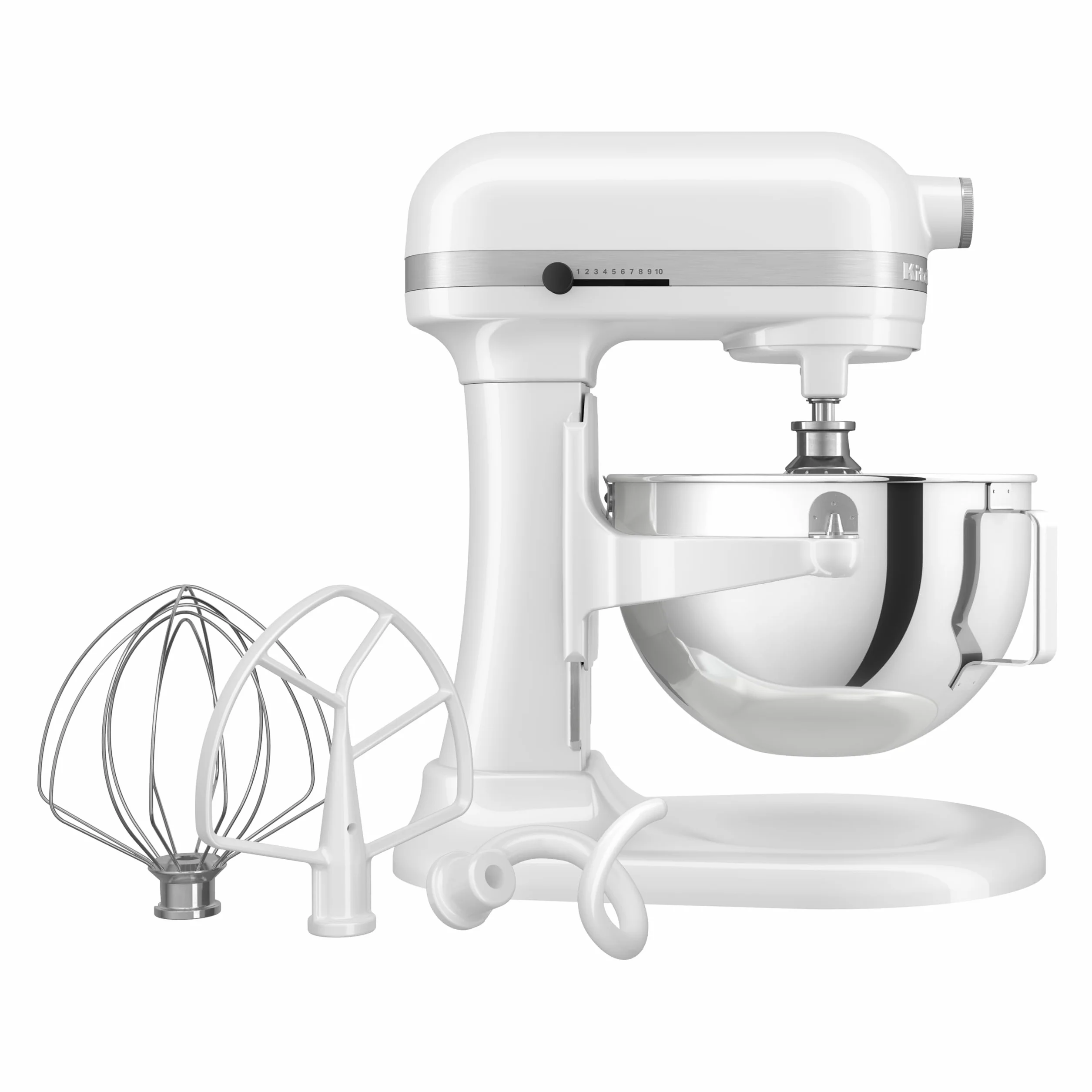 KitchenAid Batidora Amasadora Bowl-Lift 5.2L Heavy Duty, Cuerpo y Engranajes Metálicos, 11 Velocidades, Flex Edge, 67 Puntos de Contacto, Blanco