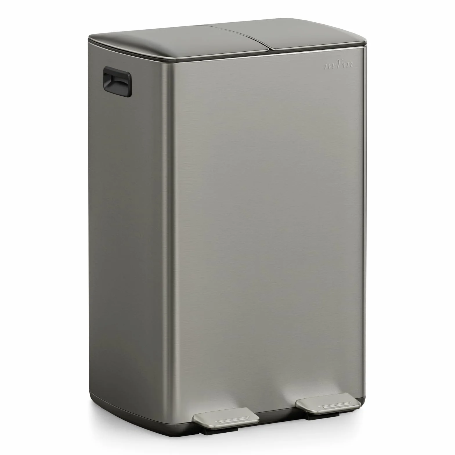 mVm Cubo de Basura Reciclable, Basurero de 60 L, 2 Compartimentos 2 x 30L con Pedal y Tapa de Cierre Suave, Papelera Moderna y Robusta, para Cocina, Salón, Gris