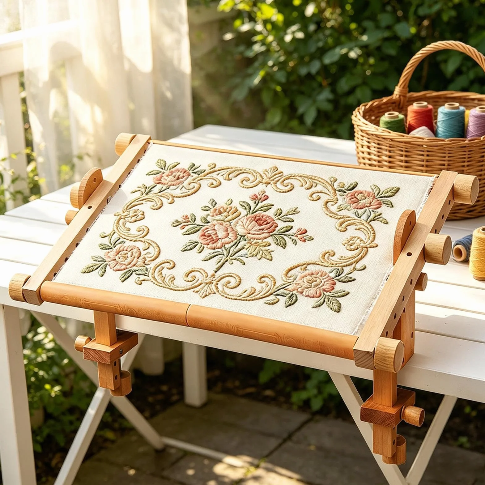 Soporte Bastidor Bordado Madera, ahorrador de espacio, con ángulo ajustable | Soporte De Madera Para Acolchado A Mano Para Principiantes Expertos Abuelas Doméstico en Interiores y Hogar