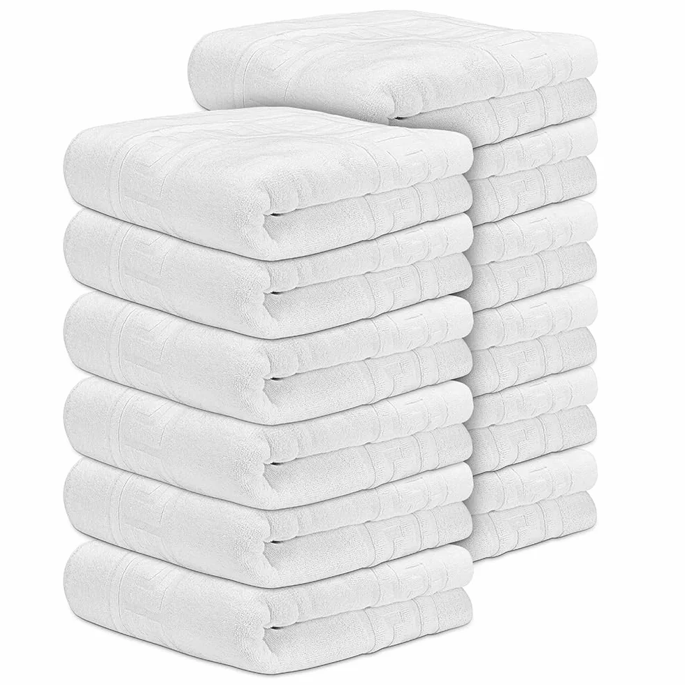DECASATEXTIL Pack de 12 Toallas Baño Grandes 70x130 cm - 100% Algodón Blanco Suave y Absorbente - Toalla Blanca de Ducha - Juego de Toallas para Hogar y Hostelería
