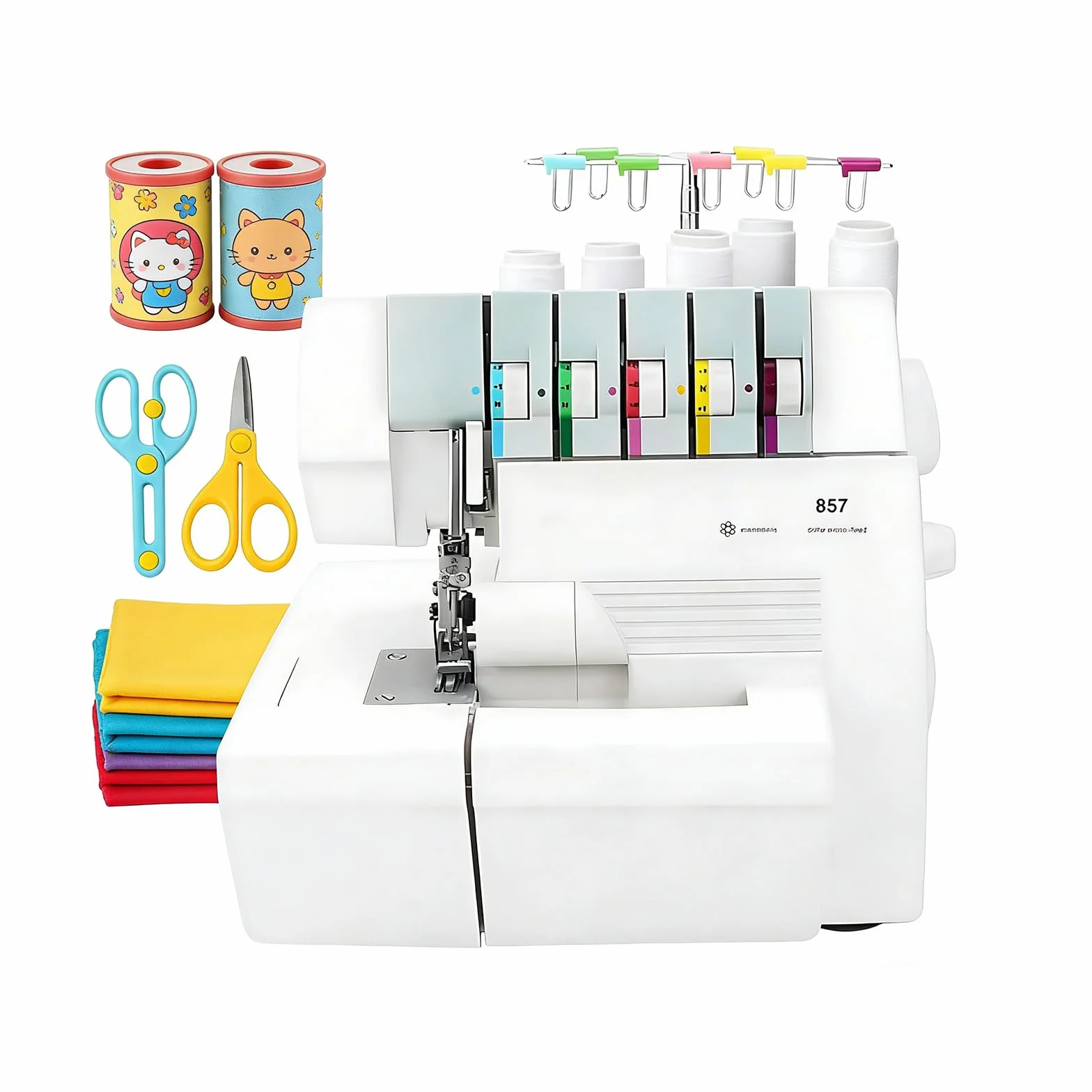 Máquina de coser Overlocker Serger con capacidad de puntada múltiple, longitud de puntada ajustable y compatibilidad de tela resistente