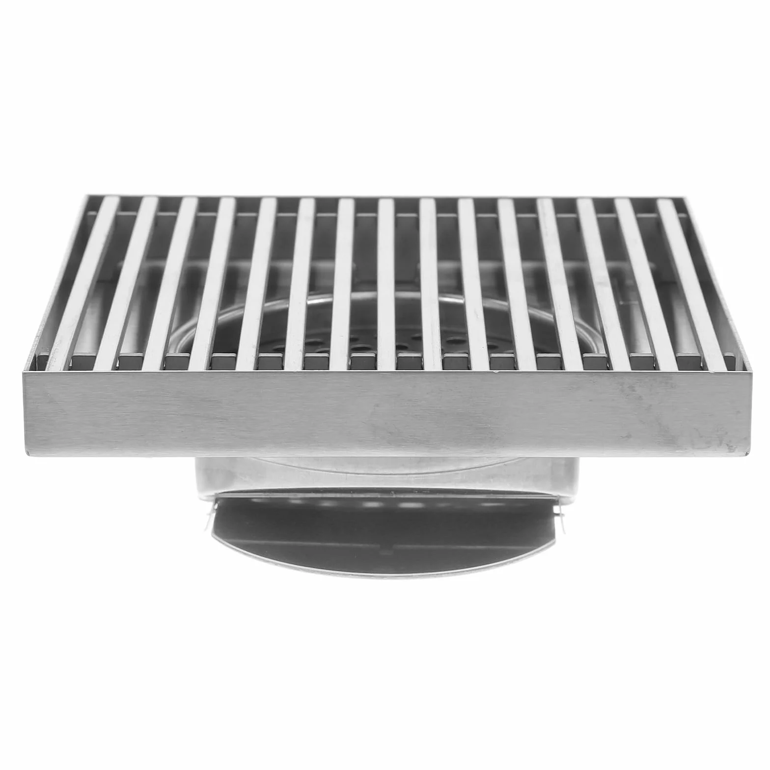 Rejilla Cuadrada de Drenaje en Acero Inoxidable 304 para Patio | Gran Diámetro, Acabado Plata, Diseño Antiobstrucción, Uso Exterior en Jardines y Patios