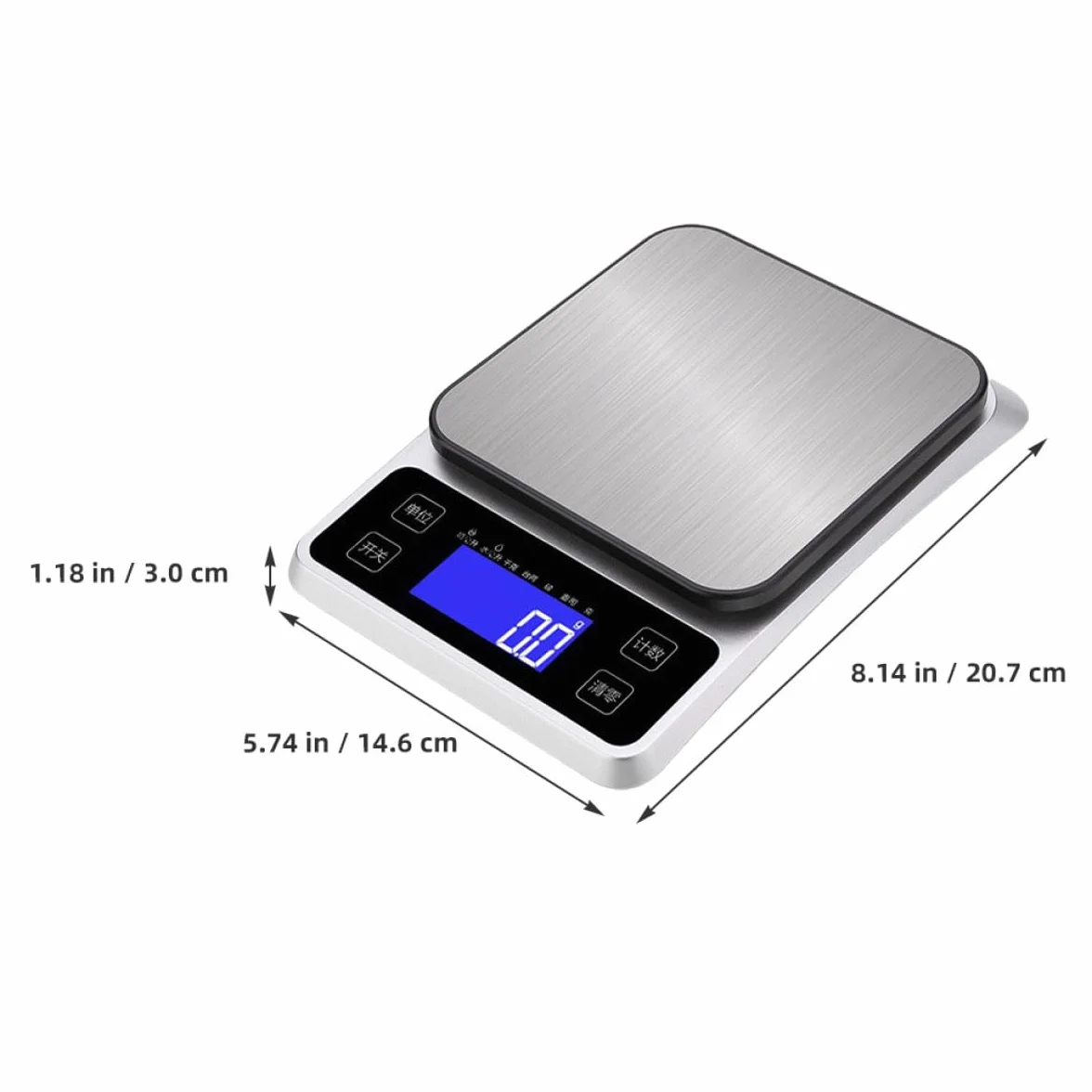 UKCOCO Báscula de Cocina Digital Pesa 5kg de Acero Inoxidable Pantalla Clara y Alta Precisión Resolución de 1g y Adecuado para Hornear y Pesar Alimentos para Hornear Pesar Alimentos