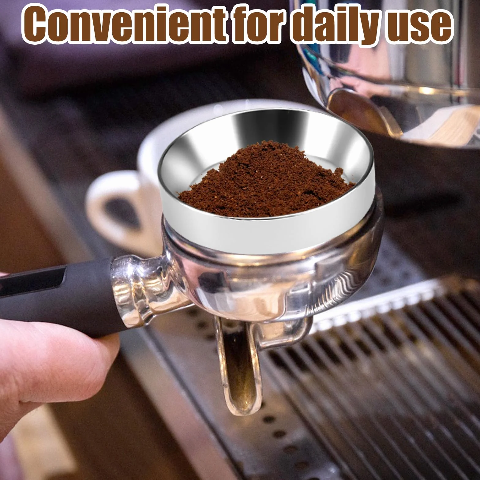Anillo Dosificador Cafe 51mm, Embudo Magnético Acero Inoxidable, Accesorios Portafiltros para Máquinas de Café Barista