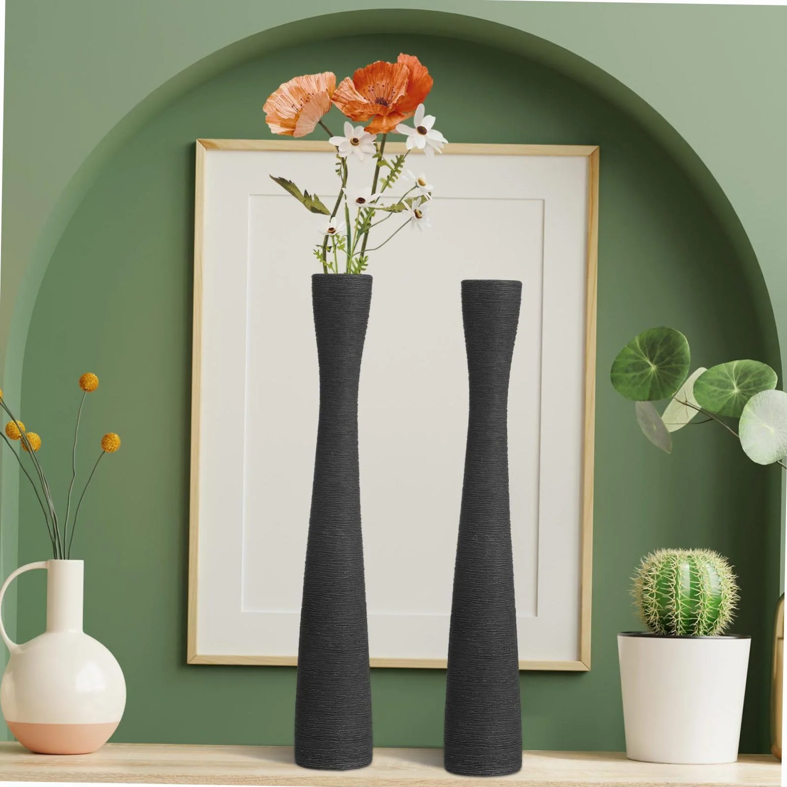 2piezas Jarrones De Cerámica para Cuello Estrecho Centro De Mesa y Decoración