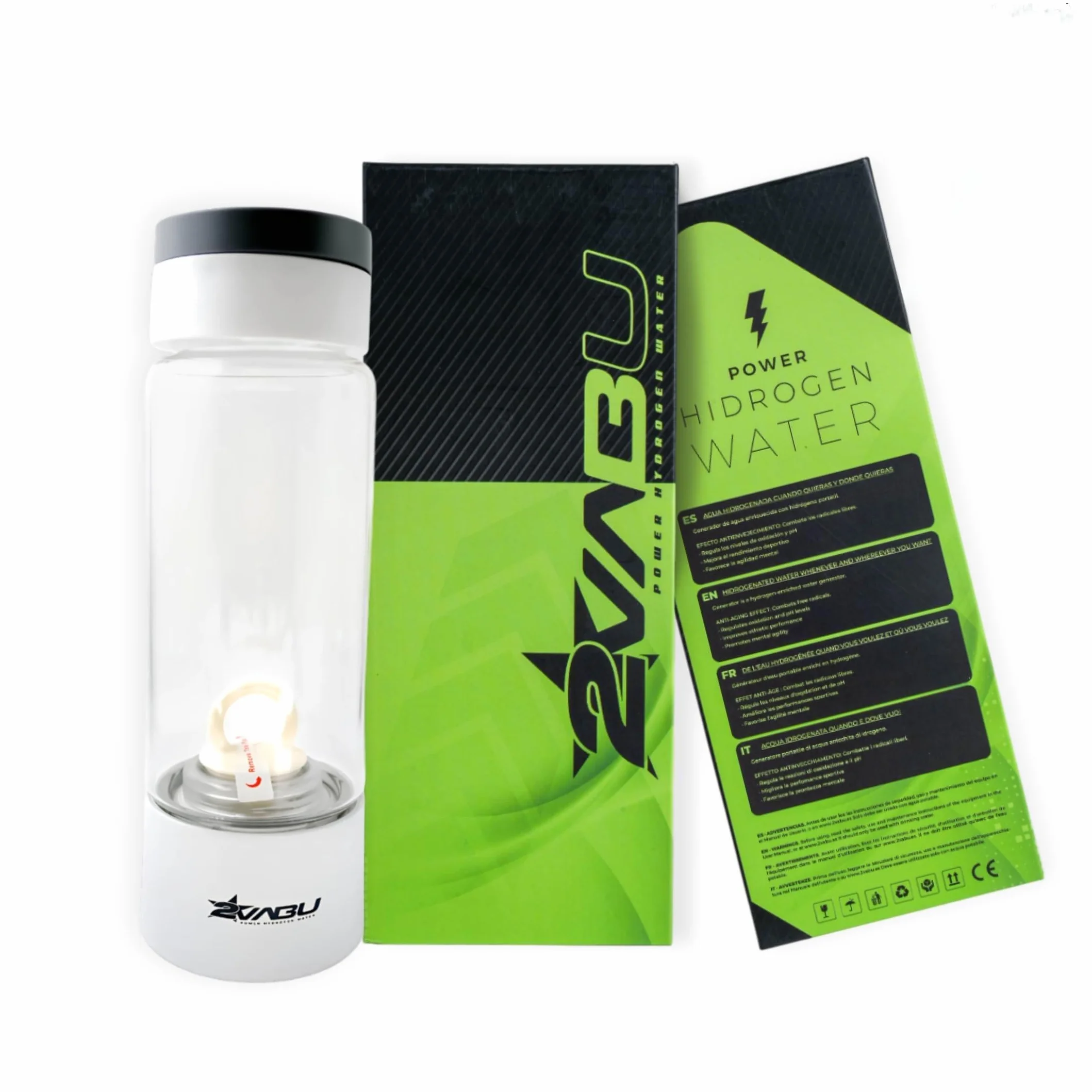 Botella de Agua Hidrogenada – 1400 PPB de Hidrógeno Molecular – Tecnología SPE/PEM de Alta Pureza – Incluye Funda Protectora - Auto limpieza Membrana - 400 ml (Molecular Sport)