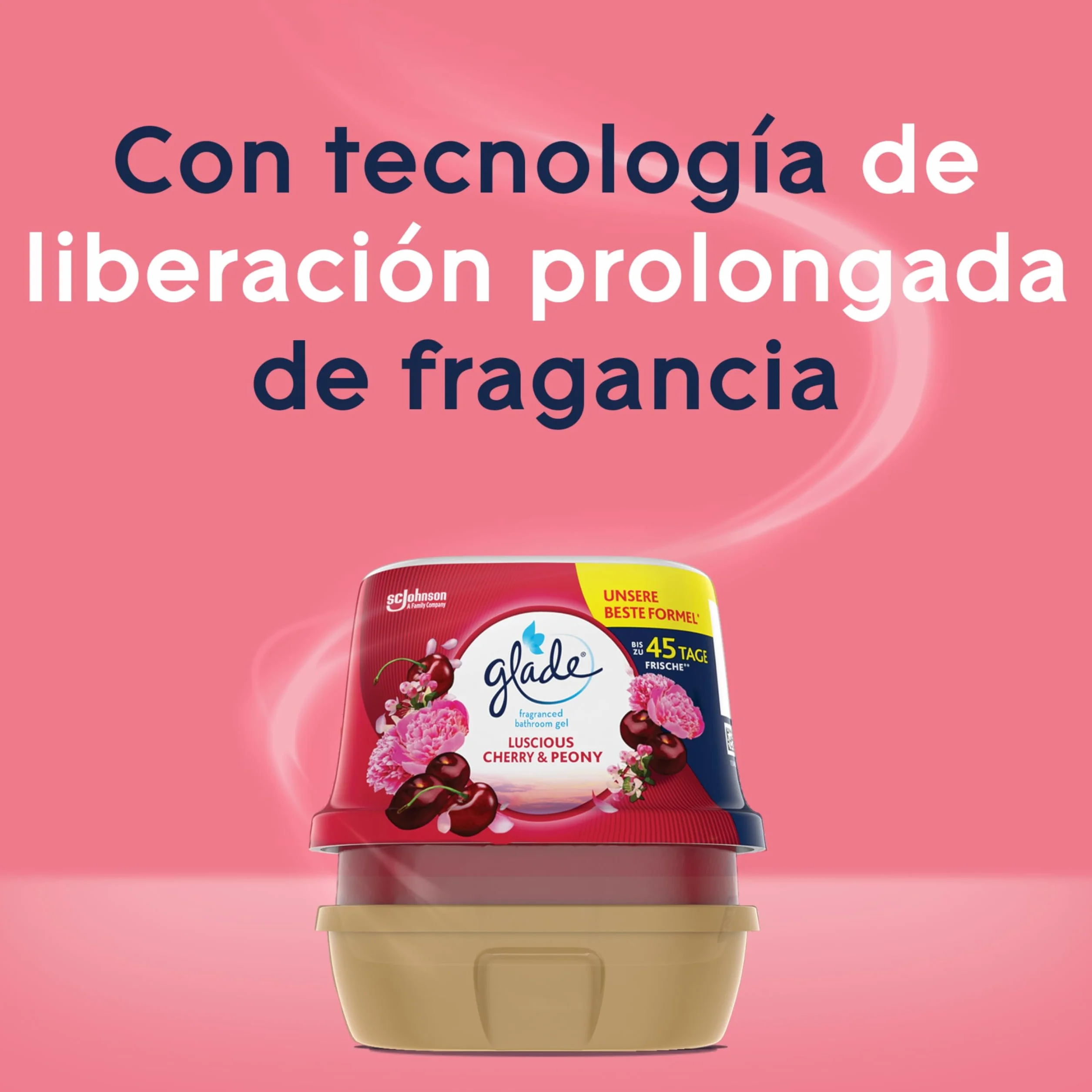 Glade Ambientador Gel de Baño Absorbeolores Sensual Sandalwood & Jasmine 45 Días Aceites Esenciales 1 Gel
