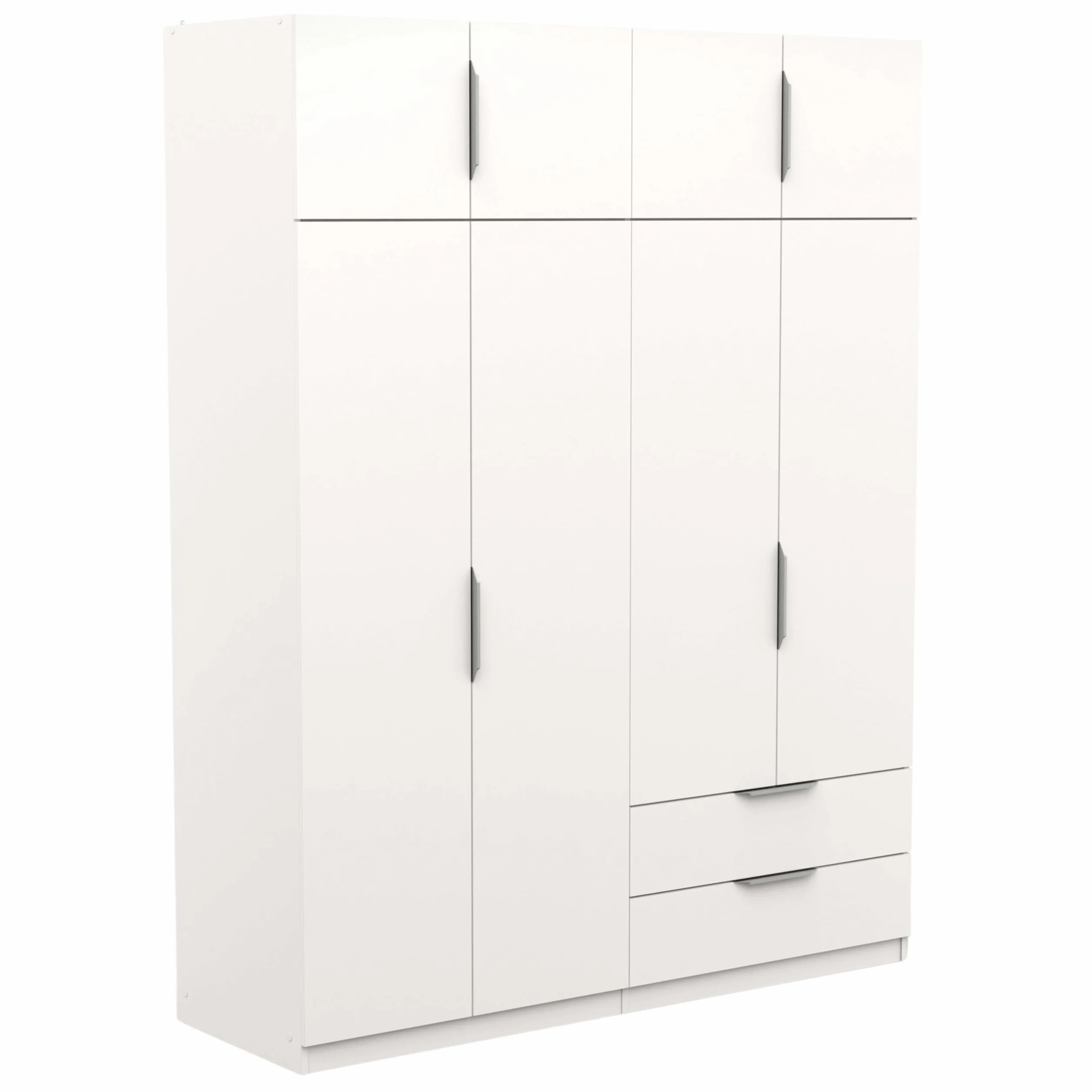 Miroytengo Armario Ghost Grande, Vestidor con Diferentes Compartimentos, 8 Puertas y 2 Cajones, Blanco Mate o Roble Kronberg o en Blanco y Roble 203x158x51 cm