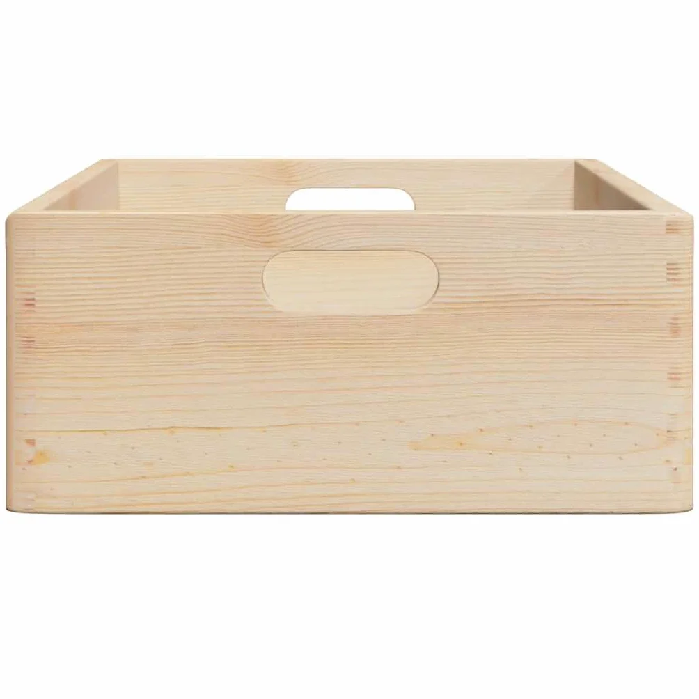 Caja de madera con asas 40 x 30 x 13 cm de pino macizo versátil almacenamiento para dormitorio, oficina, baño, cocina