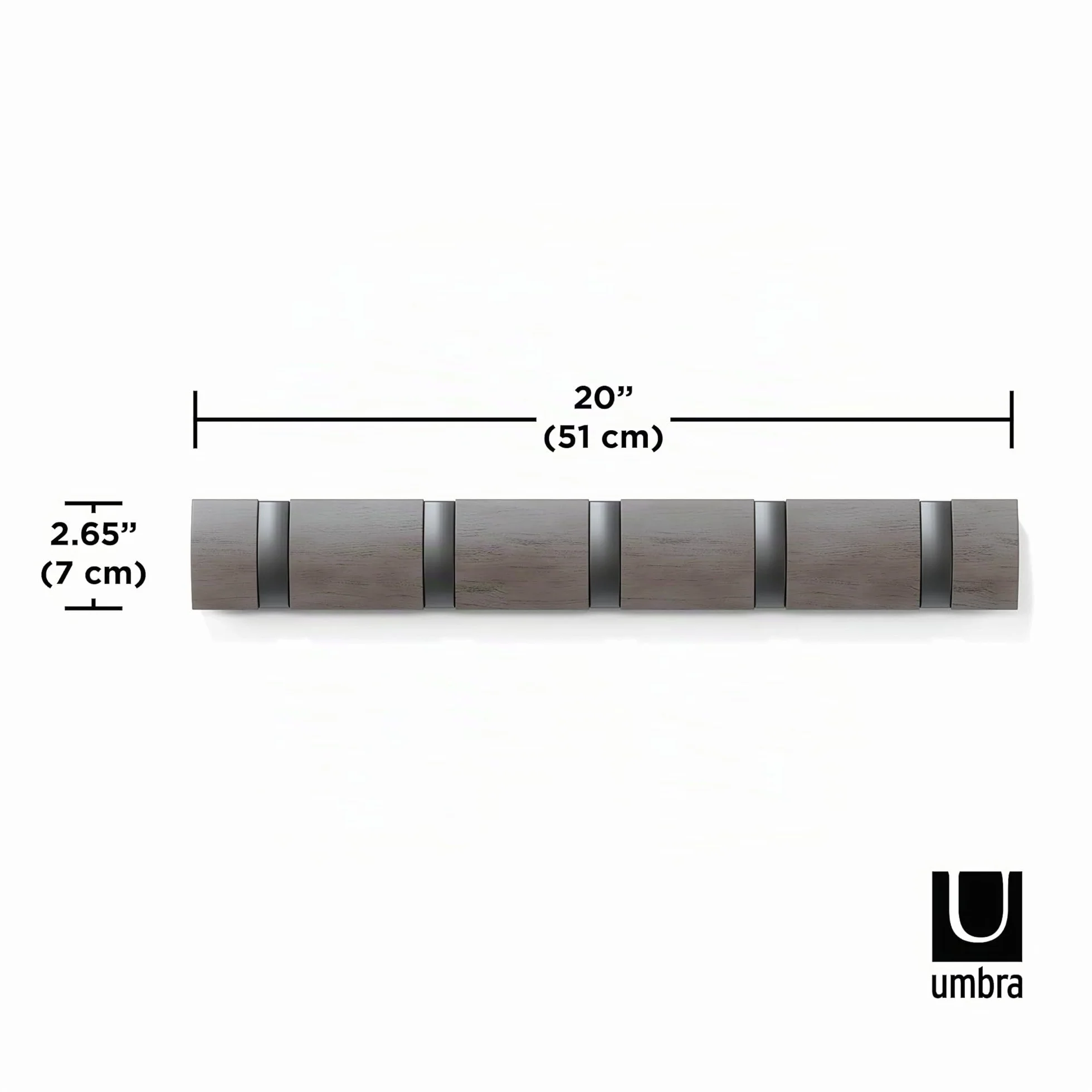 Umbra Flip Perchero de pared 5 ganchos extraíbles Álamo Gris Peltre