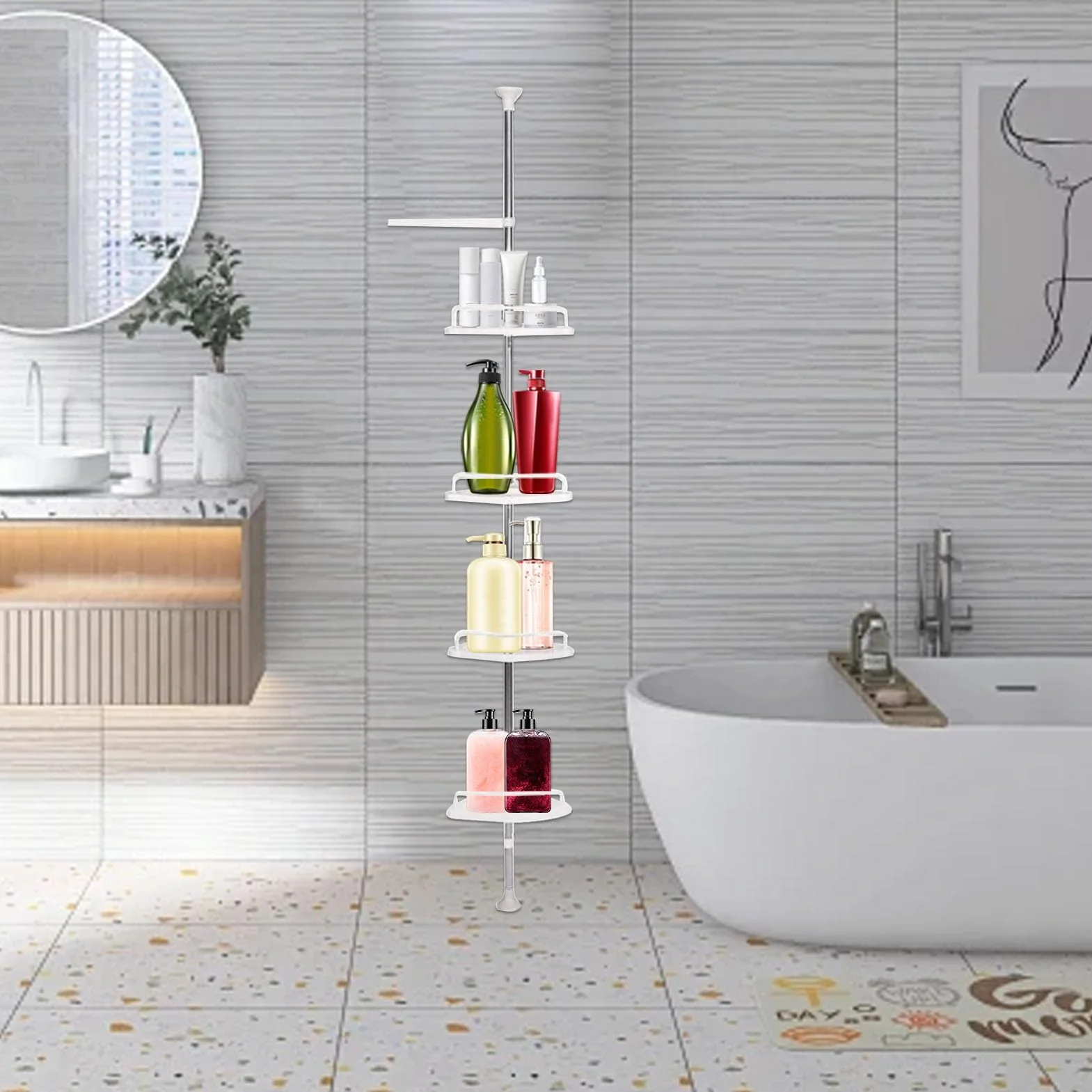 Estante esquinero de baño inoxidable de 25 x 25 cm, almacenamiento de acero inoxidable de varios niveles para ducha y baño, estante de esquina que ahorra espacio, accesorio de baño duradero